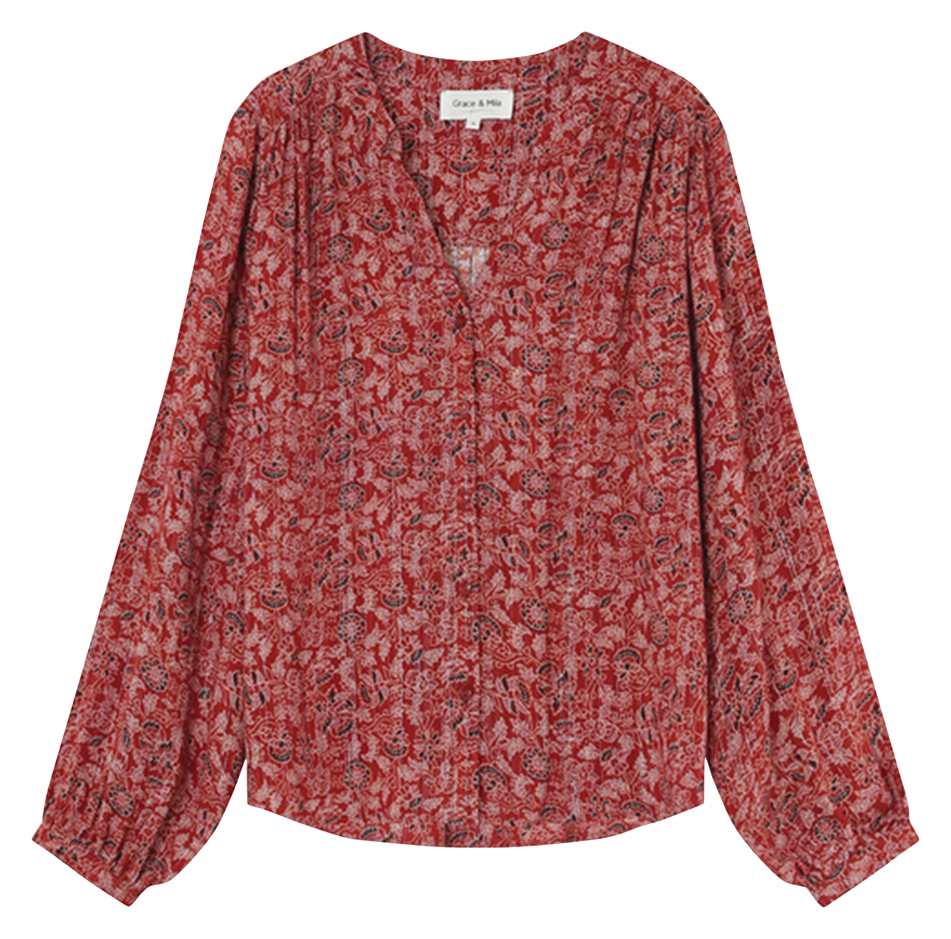 Printed V-neck blouse GRACE ET MILA Brown