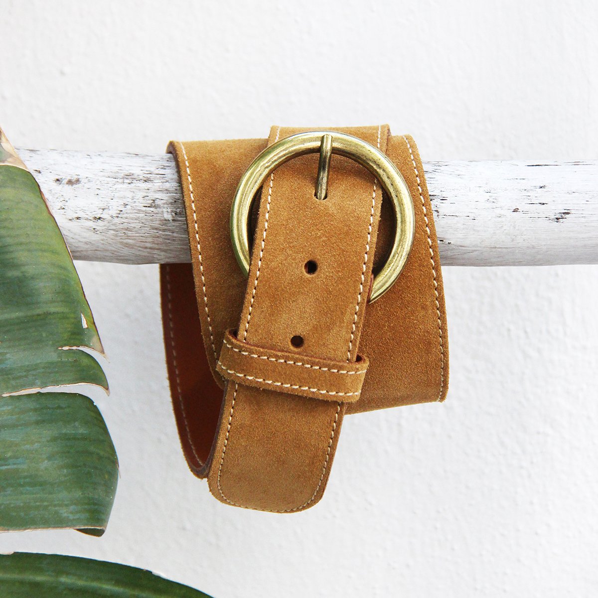 Ceinture bohème cuir daim JULES & JENN Marron