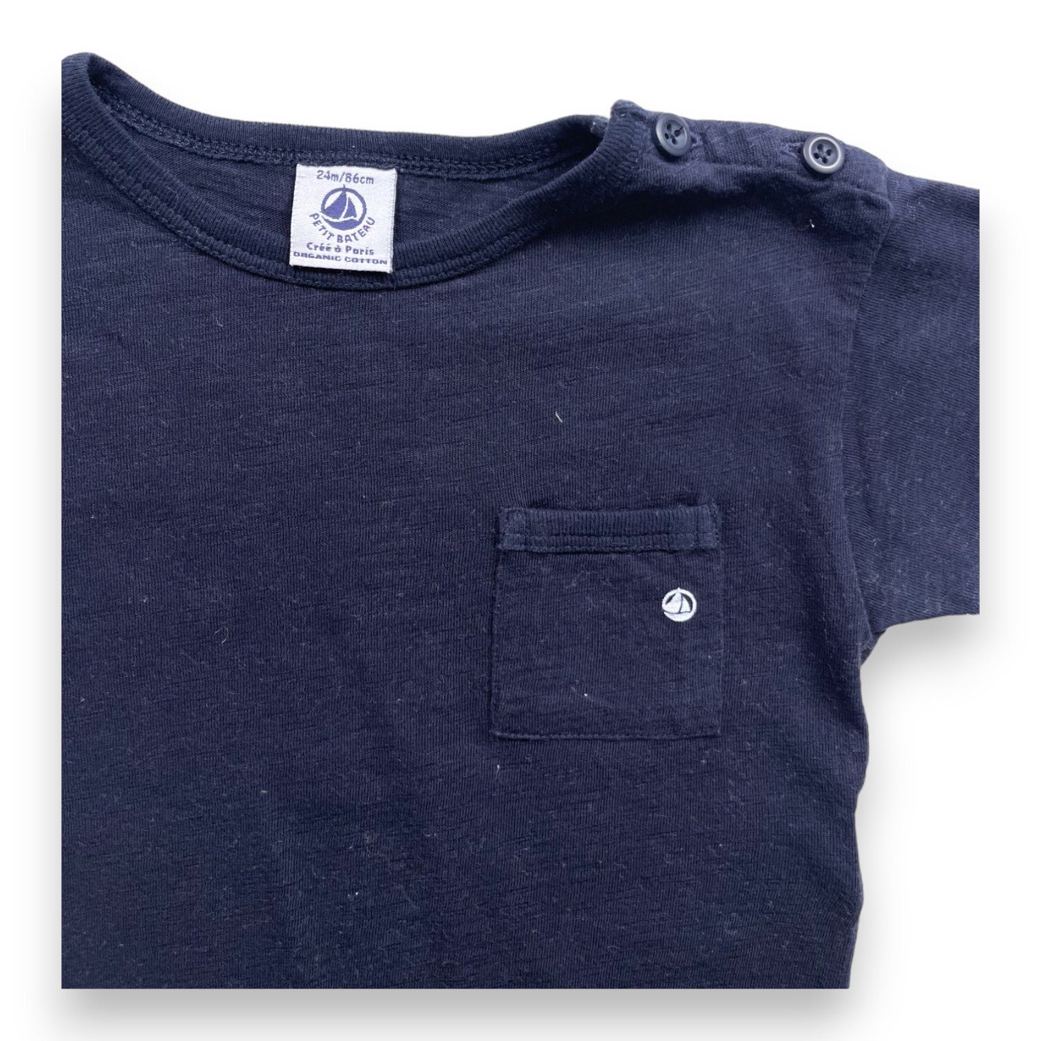 Blue baby t-shirt - 24 months PETIT BATEAU - Seconde Main Blue