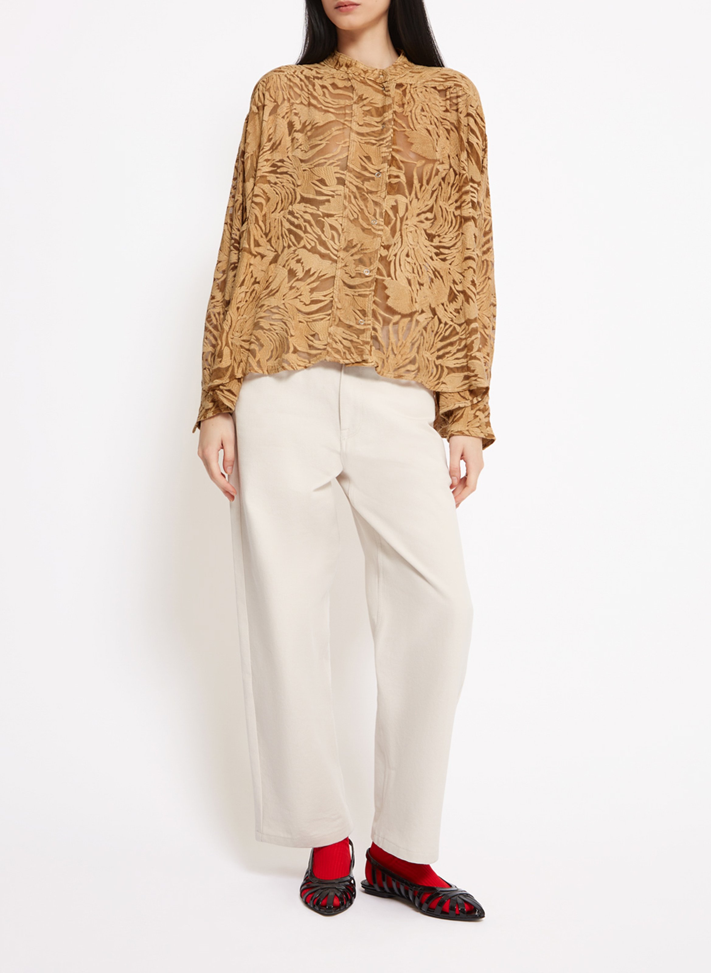 Chemise oversize en soie ROSEANNA Marron