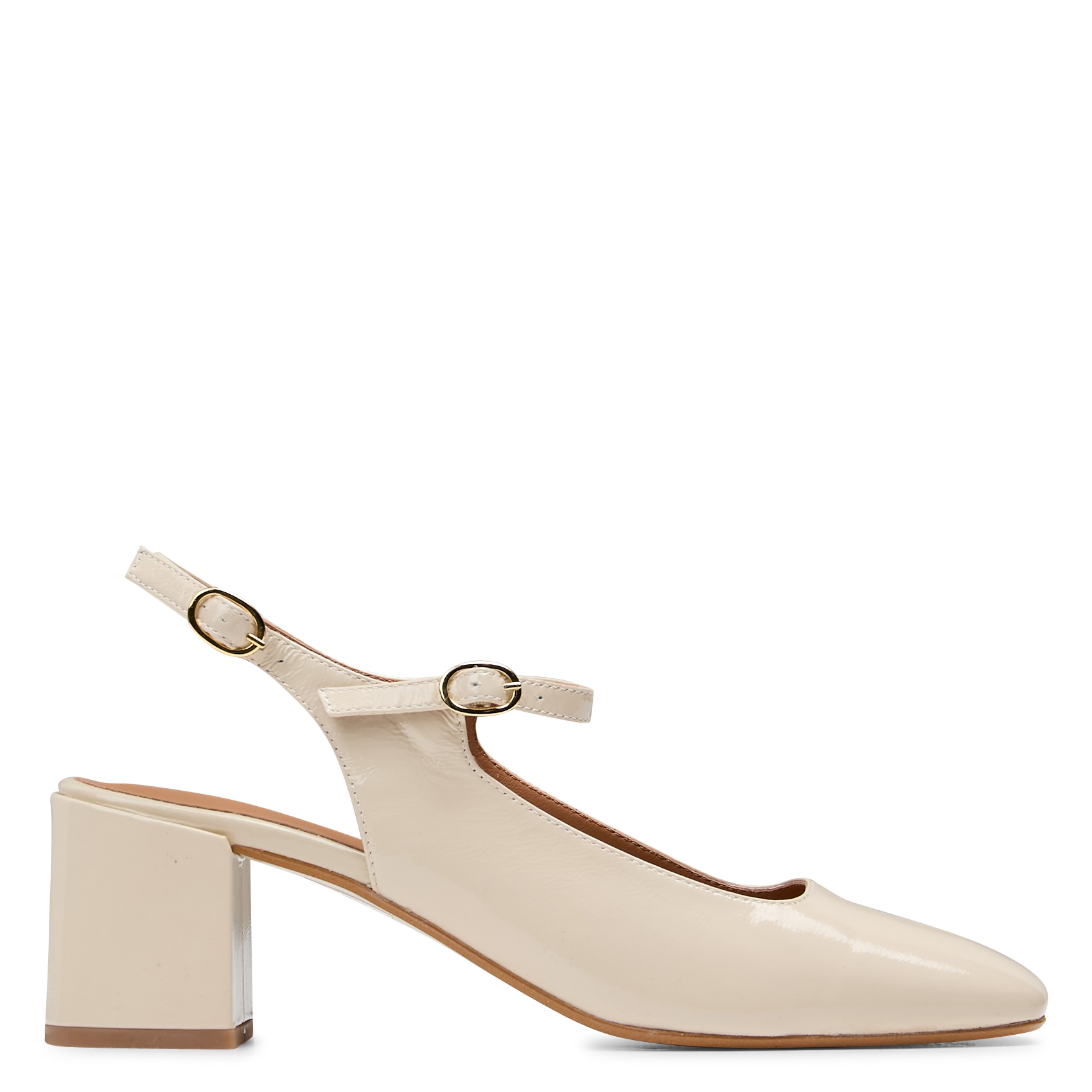 Babies à talon en cuir verni MELLOW YELLOW Beige