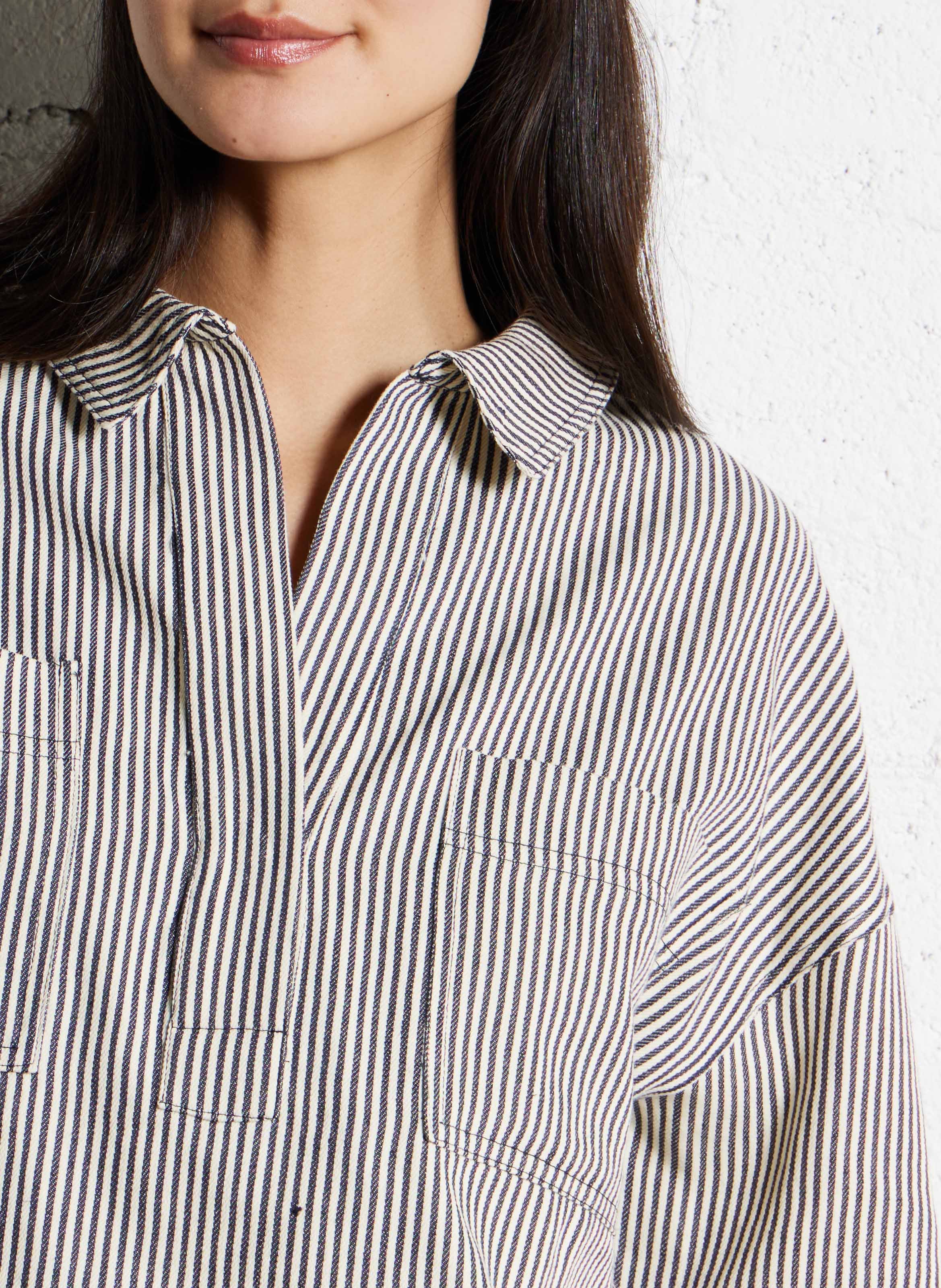 Oversized blouse in mixed cotton THE NEW SOCIETY Blauw