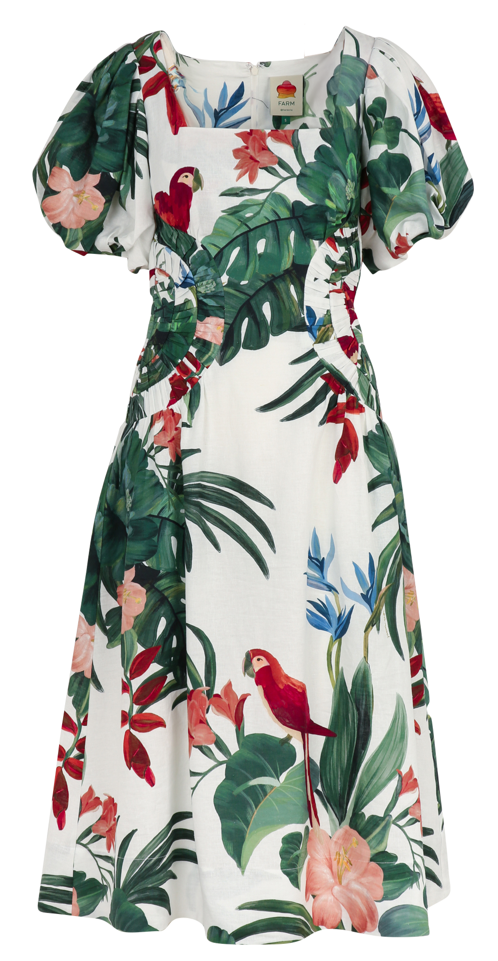 Robe longue en lin mélangé imprimé FARM RIO Blanc