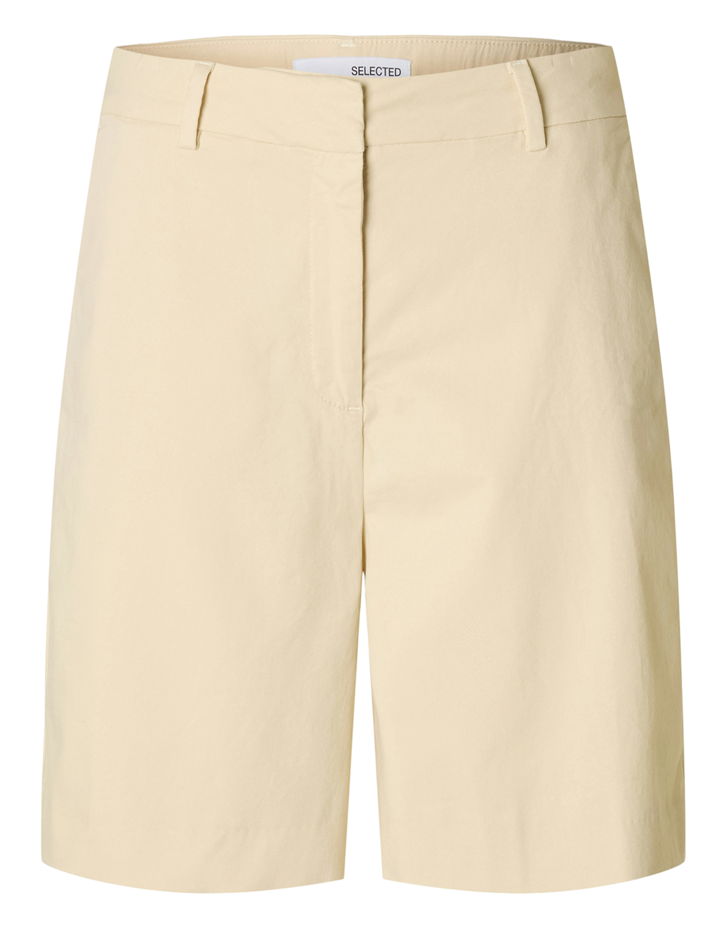 Gerade geschnittene Shorts aus Bio-Baumwoll-Mix SELECTED Beige