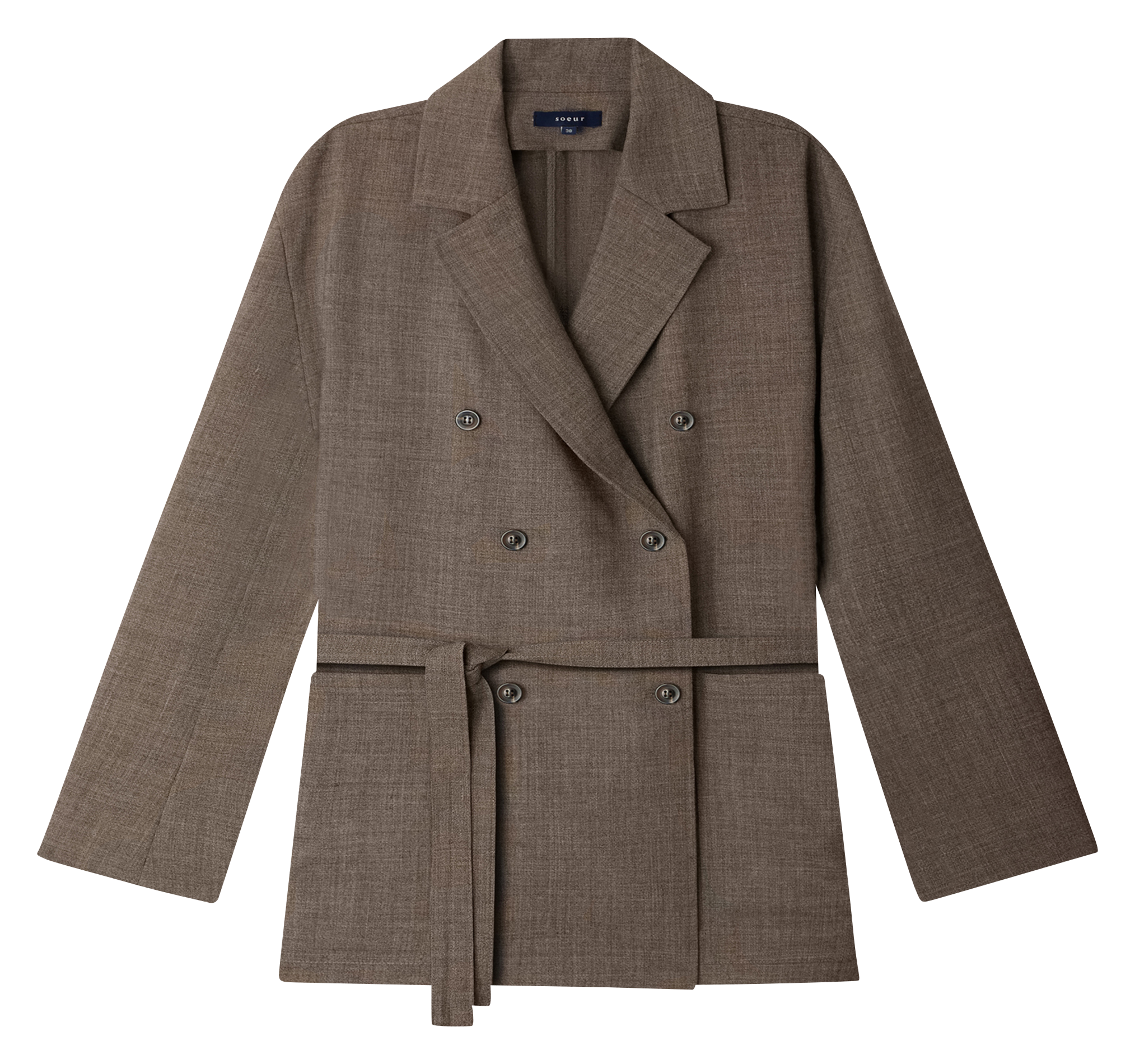 Veste droite en laine SOEUR Marron