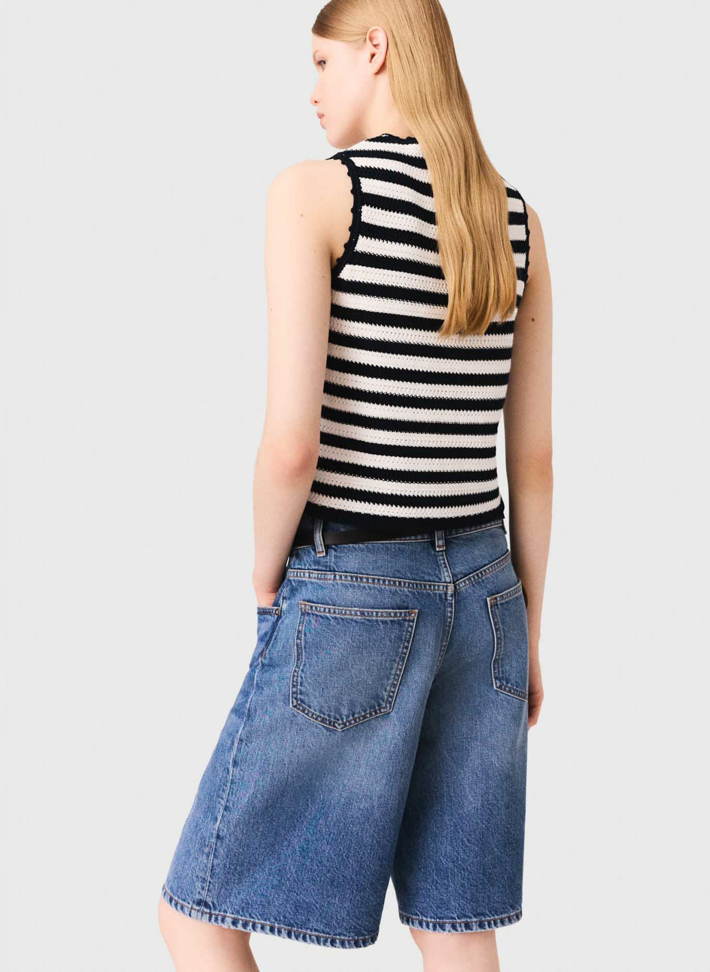 Bermuda large en coton MAJE Bleu