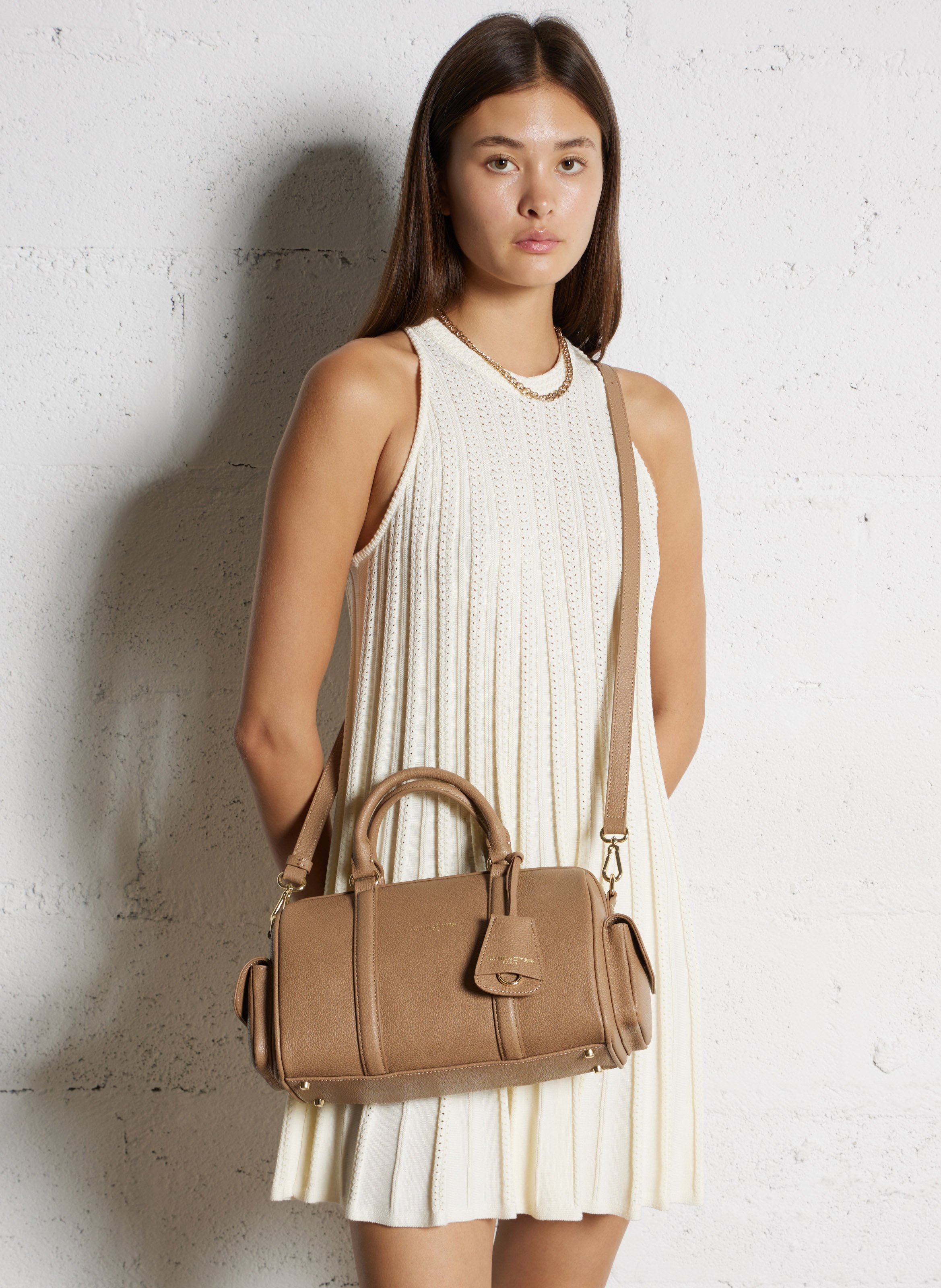 Sac polochon en cuir LANCASTER PARIS Beige