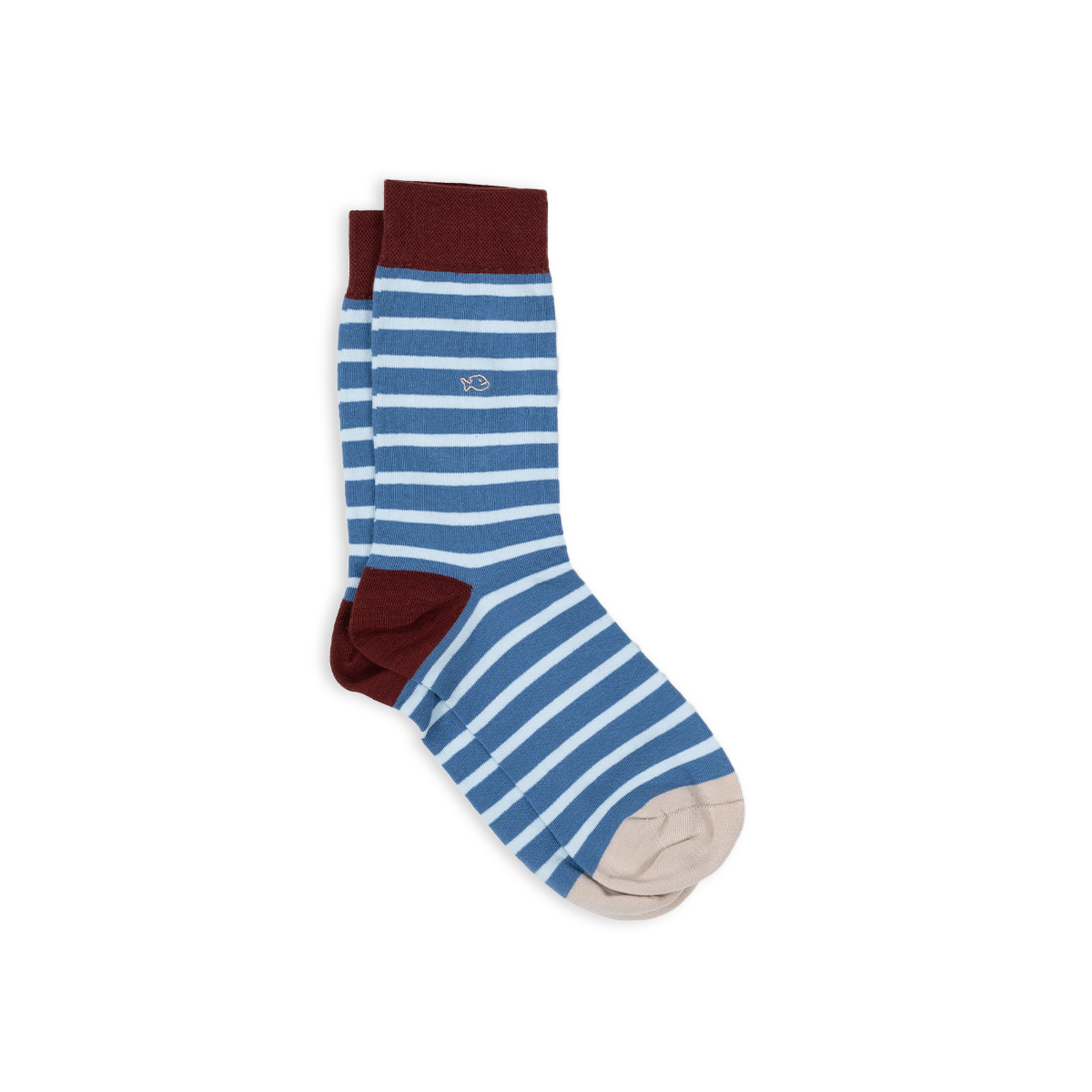 Combed cotton socks with wide stripes BILLYBELT Blue