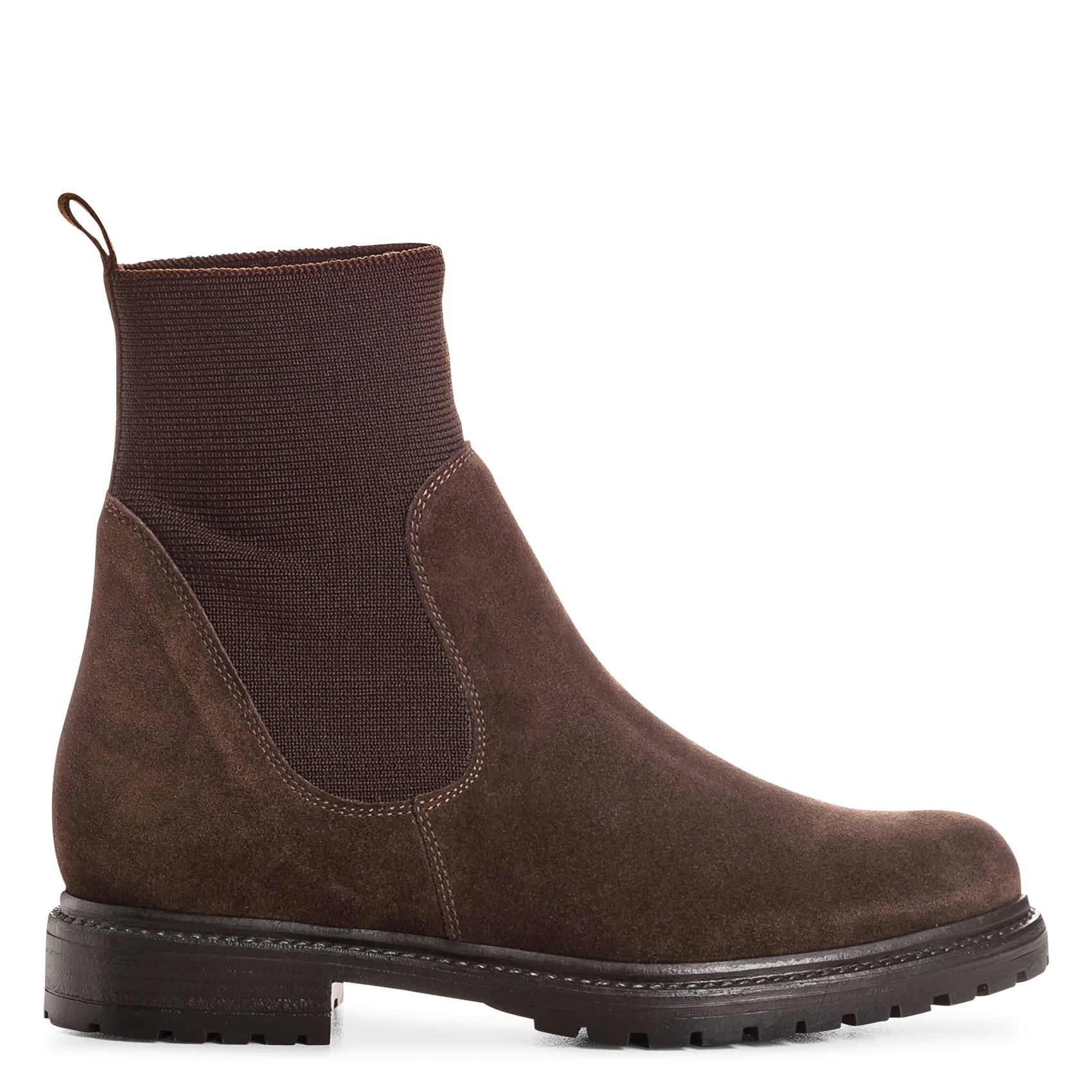 Effen leren enkellaarzen met textuur REQINS Bruin