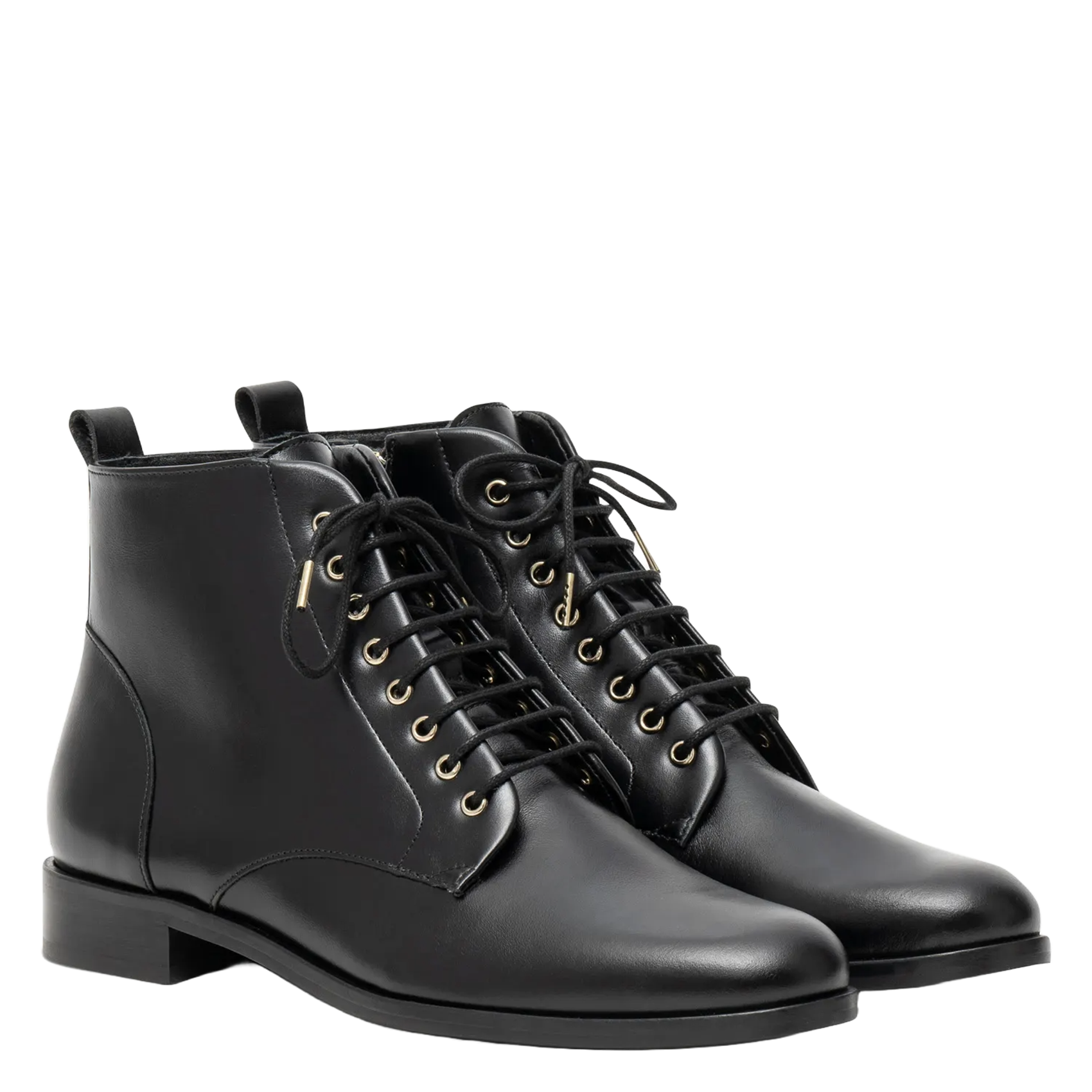 Lace-up smooth leather ankle boots BOCAGE Black