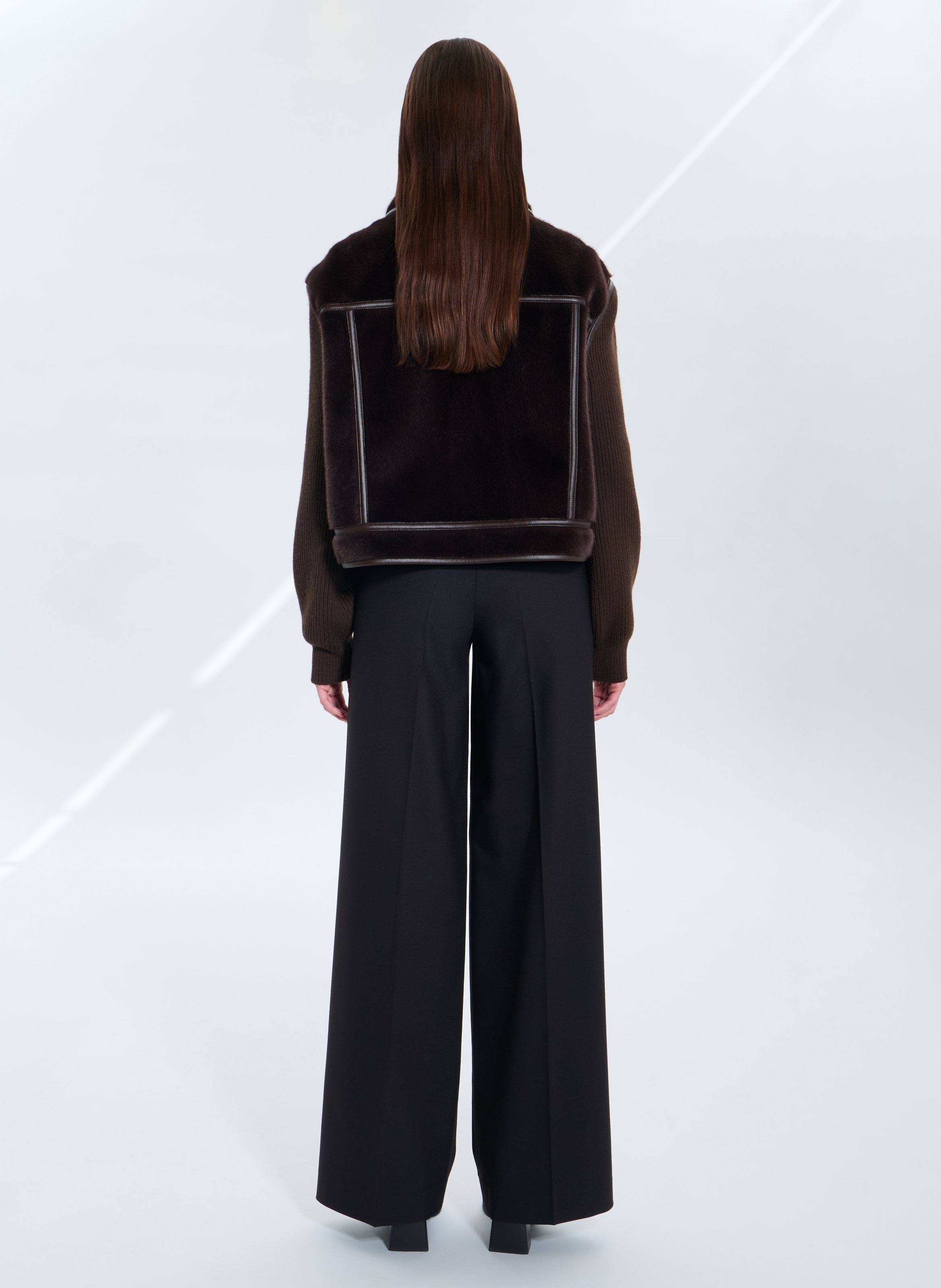 Faux fur jacket with classic collar ZAPA Brown