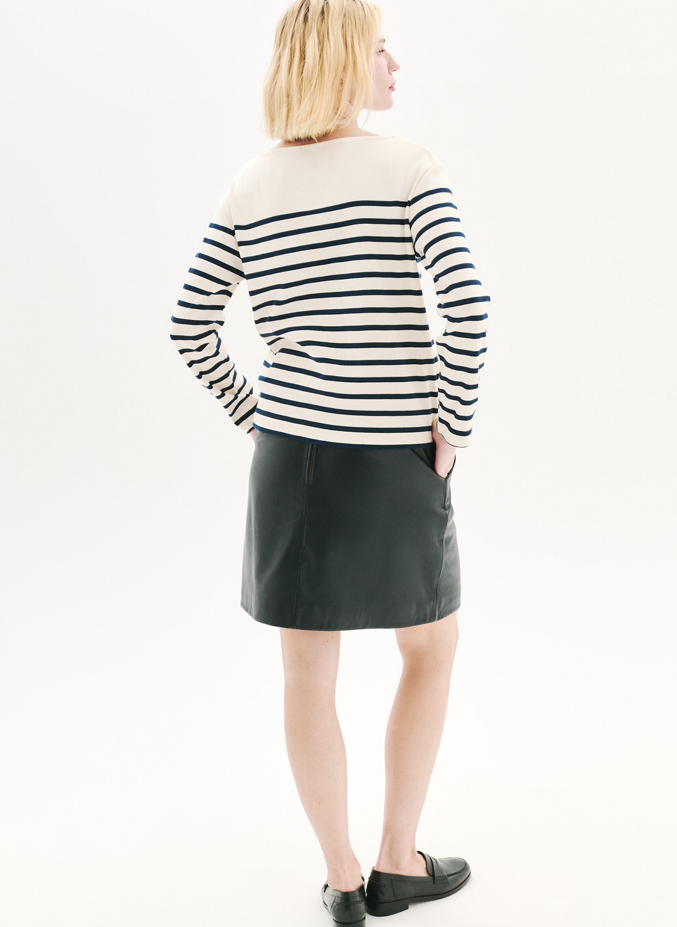 Boat-neck cotton T-shirt CAROLL Blue