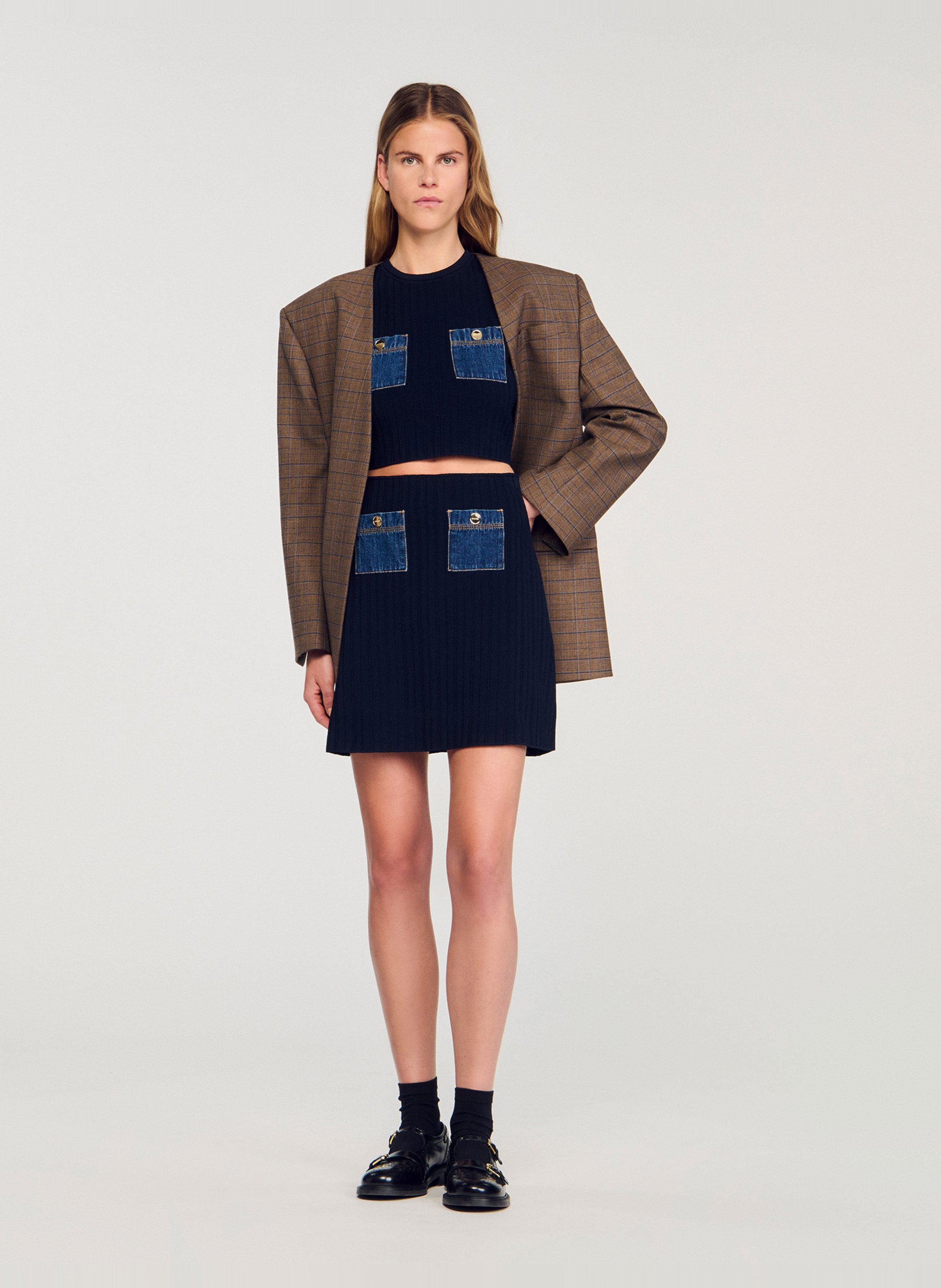 Short A-line skirt SANDRO Blue