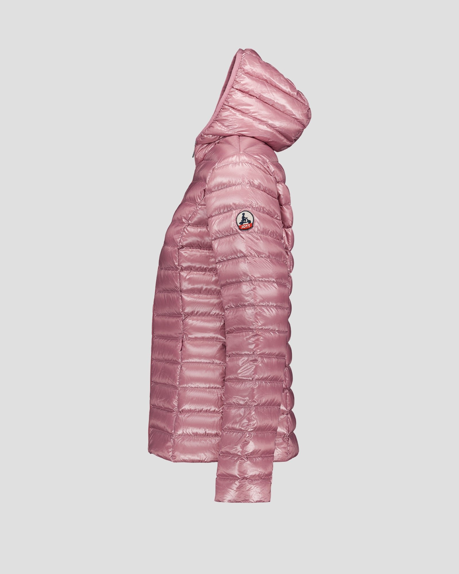 Shiny hooded light down jacket Cloe Pink