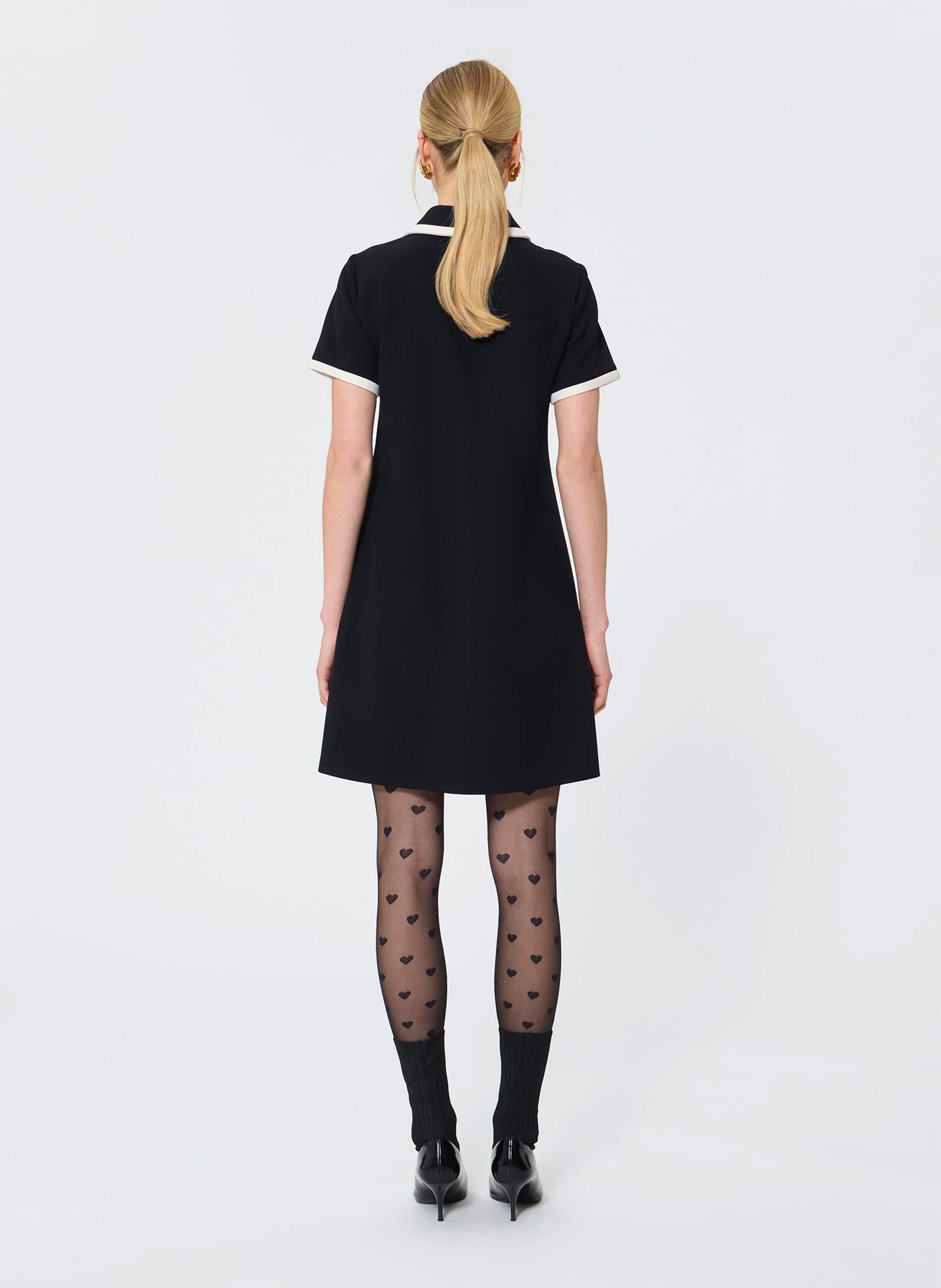 Robe courte trapèze rétro TARA JARMON Noir