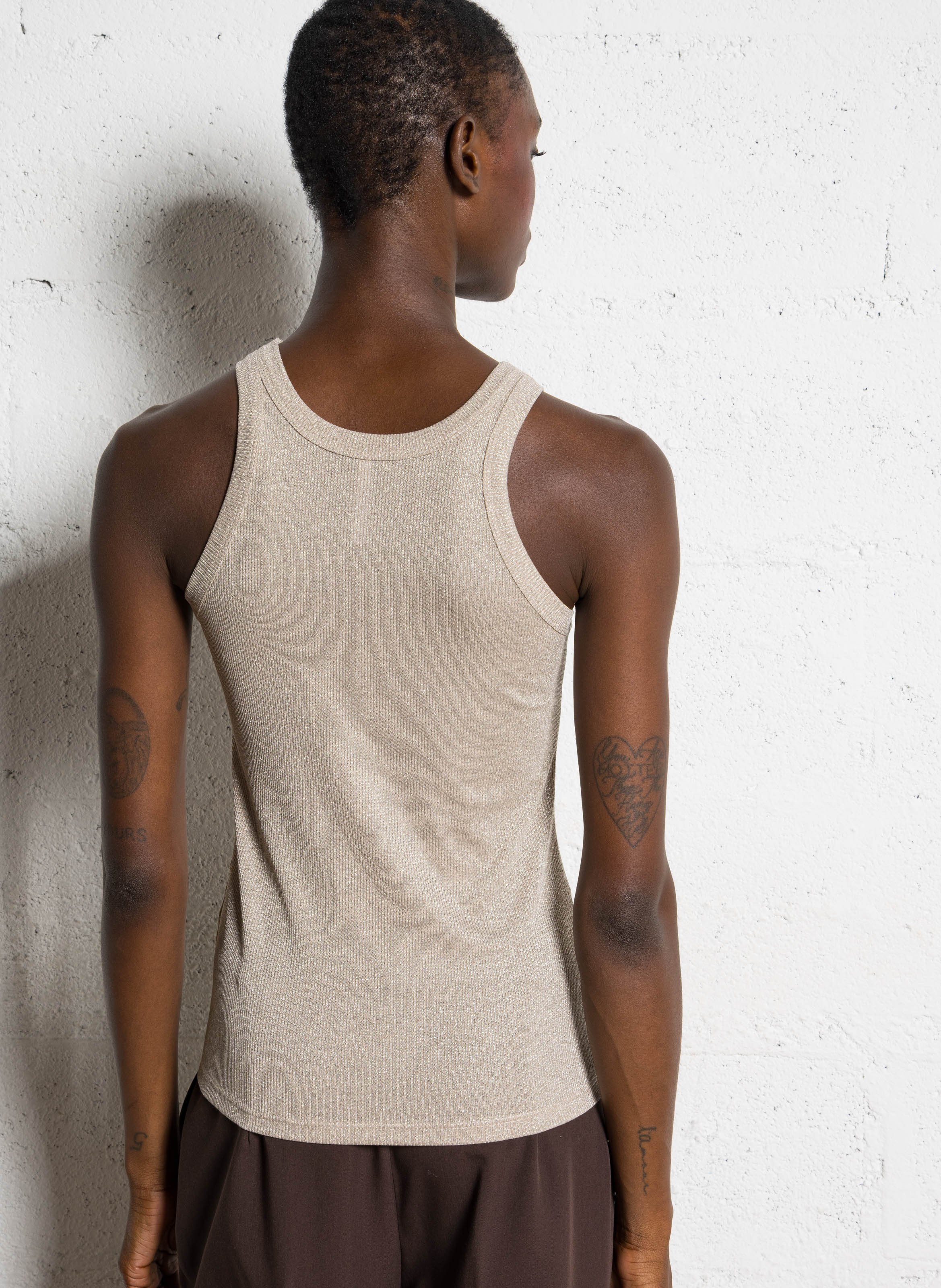 Débardeur col rond pailleté IMPERIAL Beige