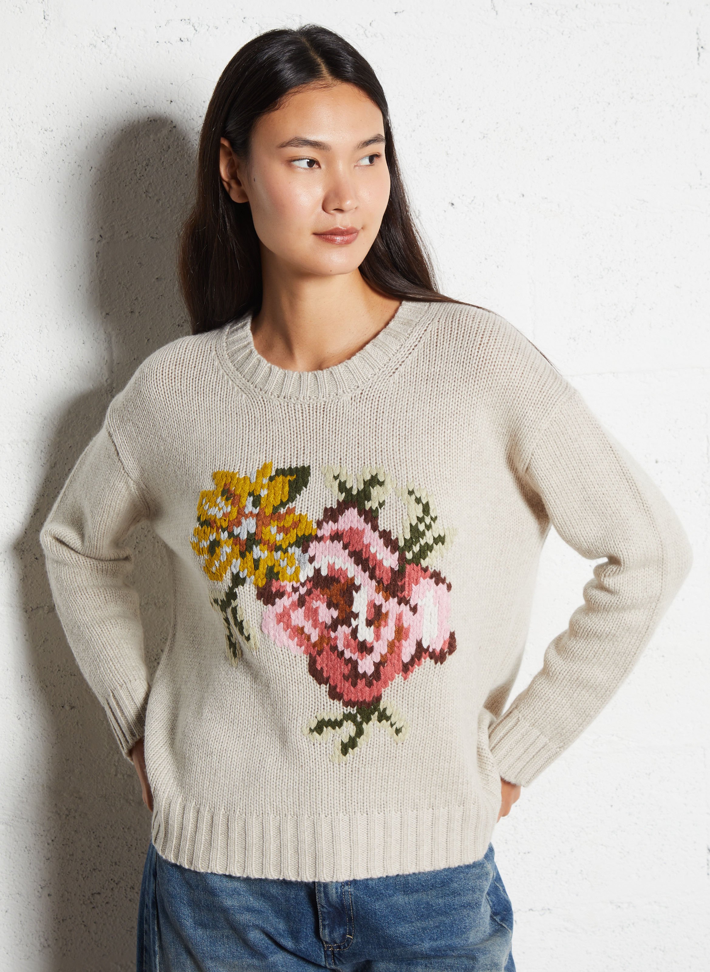 Blended wool oversize sweater BELLA JONES Beige