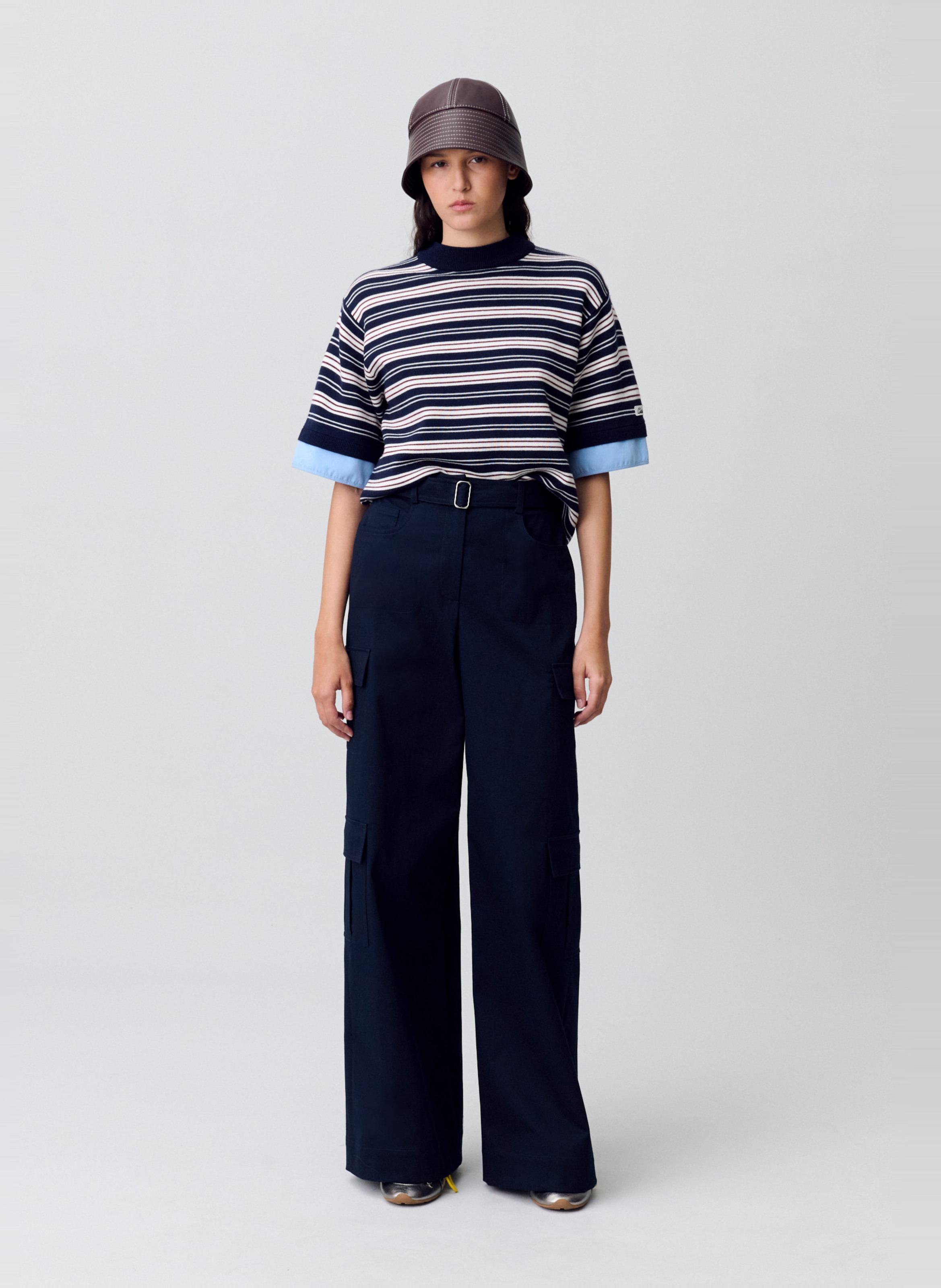 Pantalon large type cargo uni CLAUDIE PIERLOT Bleu