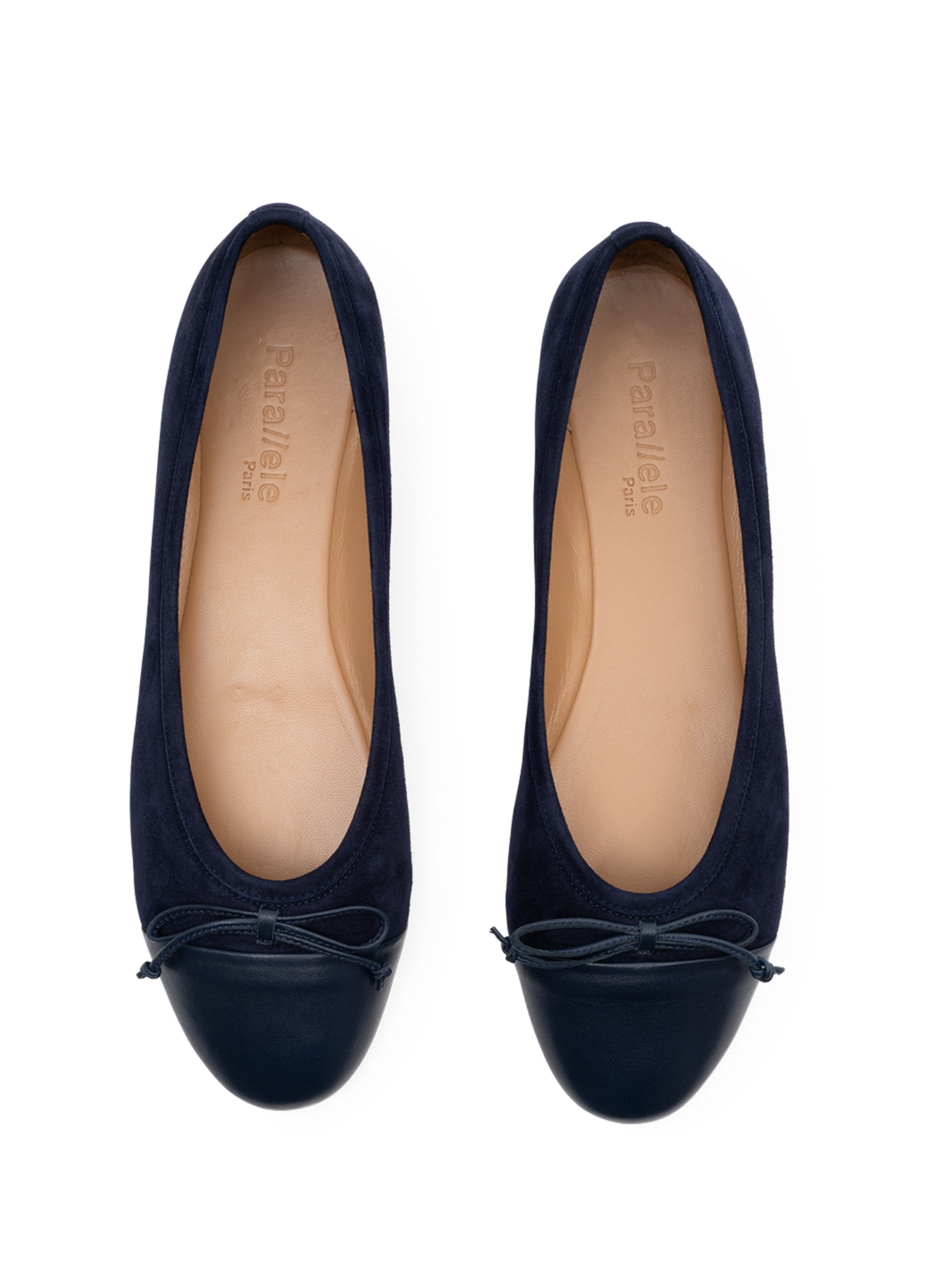 Navy blue suede leather ballerina flats PARALLELE PARIS Blue