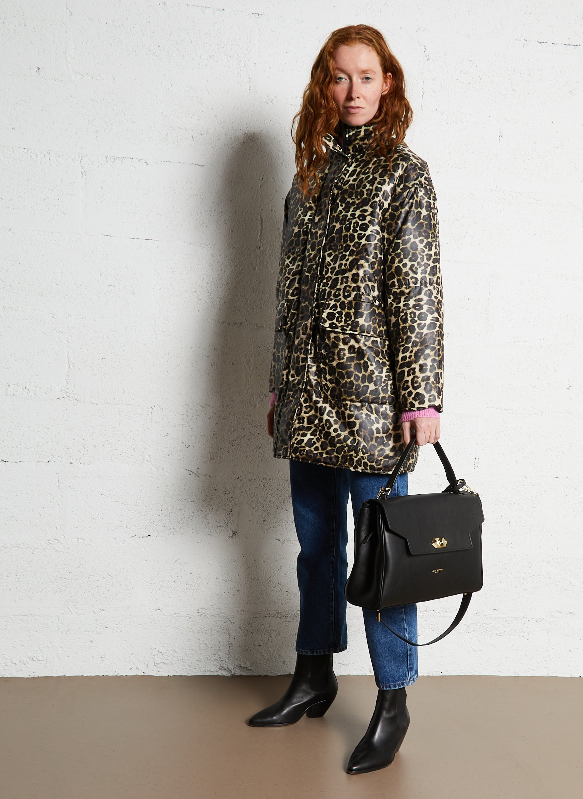 Schoudertas van effen leer LANCASTER PARIS Zwart