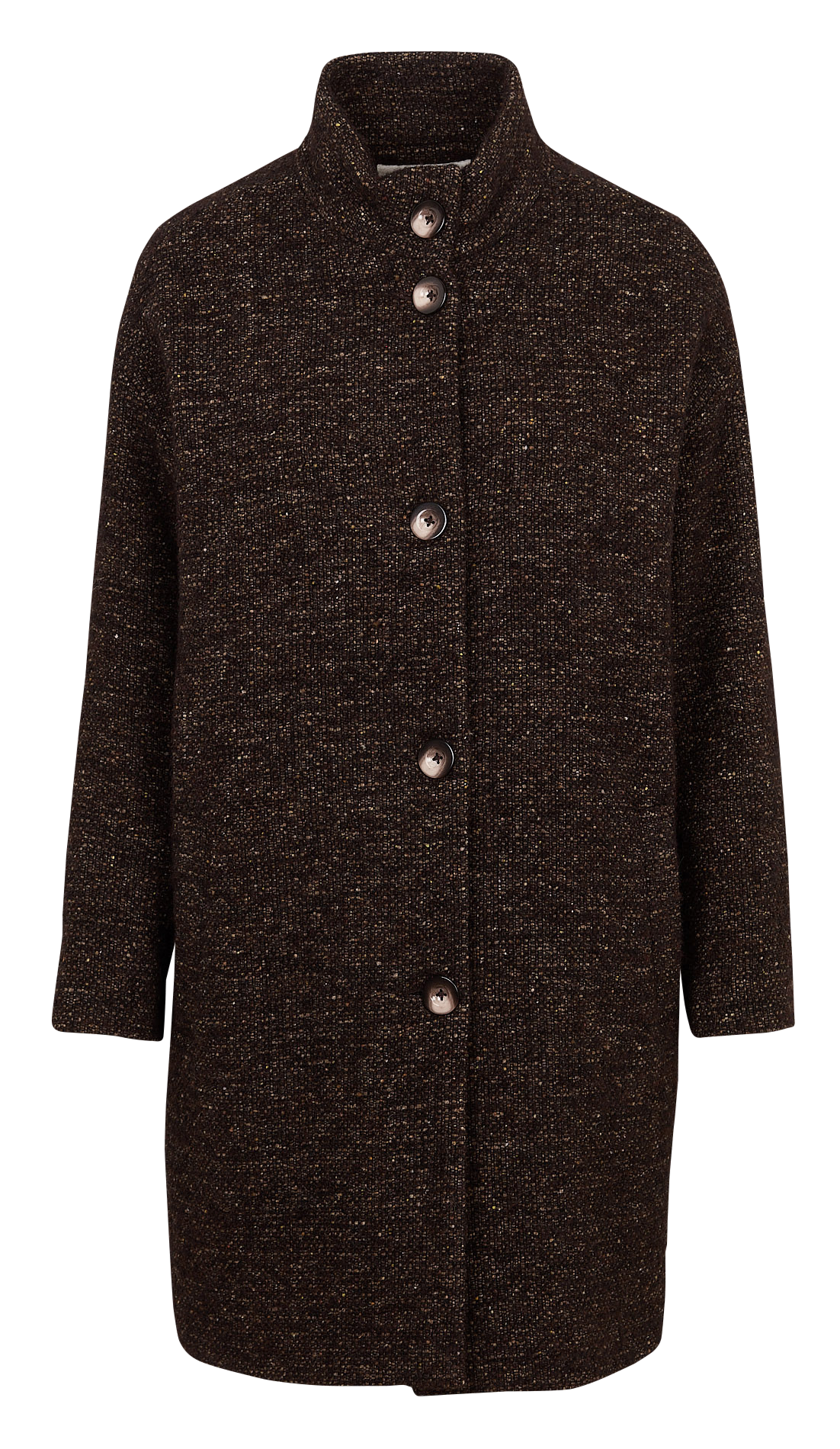 Straight cut high collar buttoned caban MAISON 123 Brown