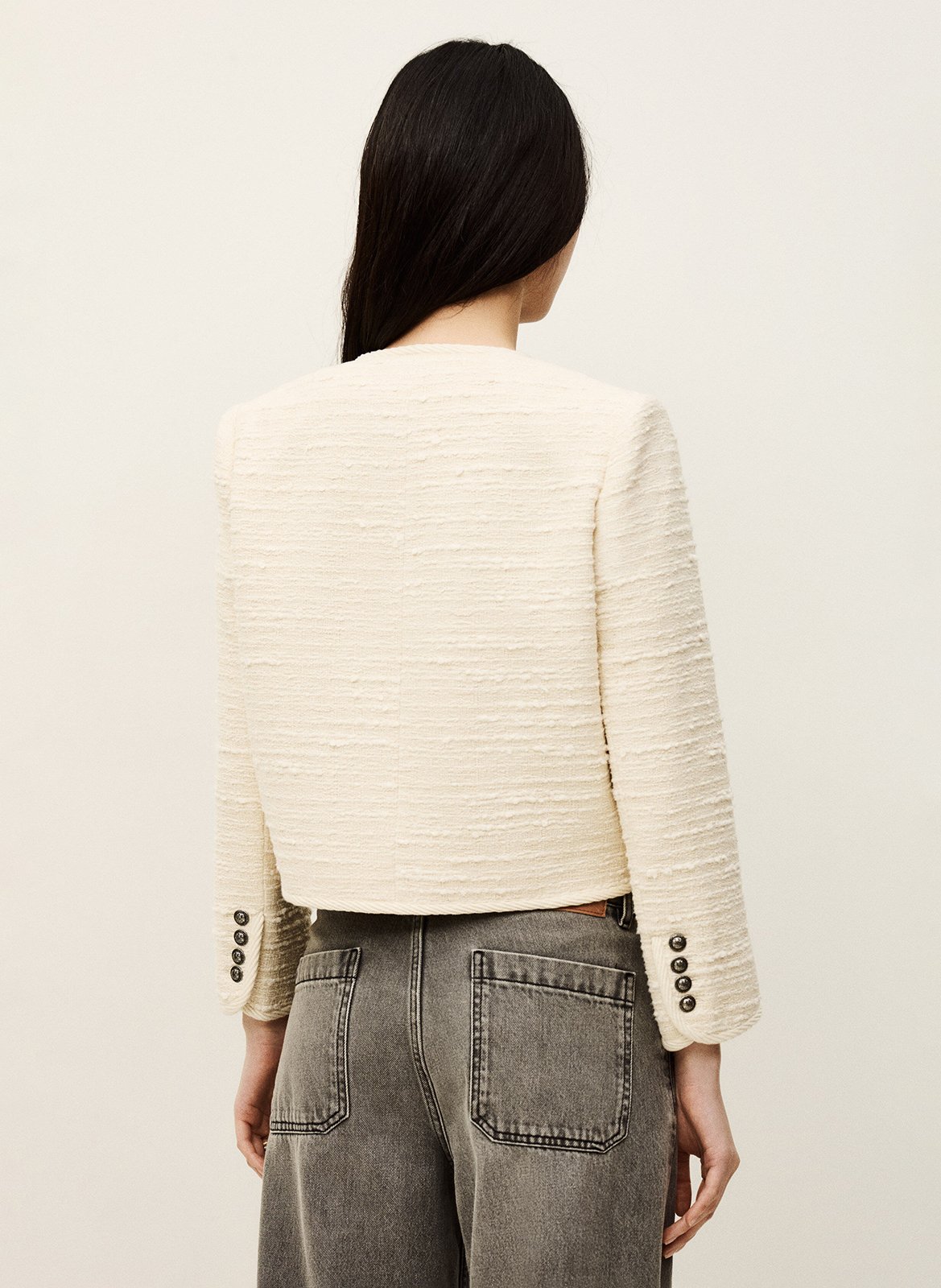 Veste droite col rond en coton mélangé BA&SH Beige