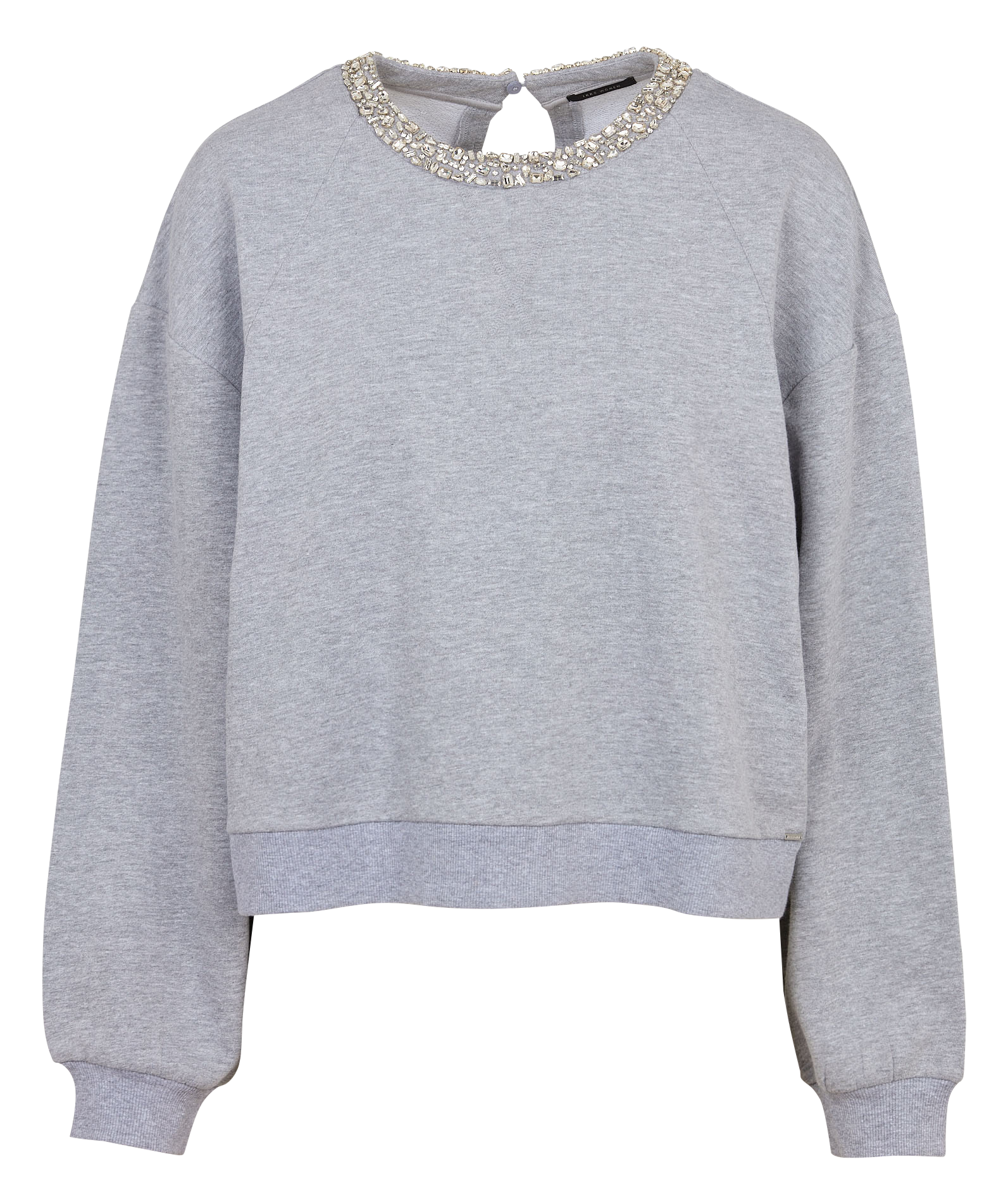 Oversized cotton-blend sweatshirt with round neck IKKS Grey