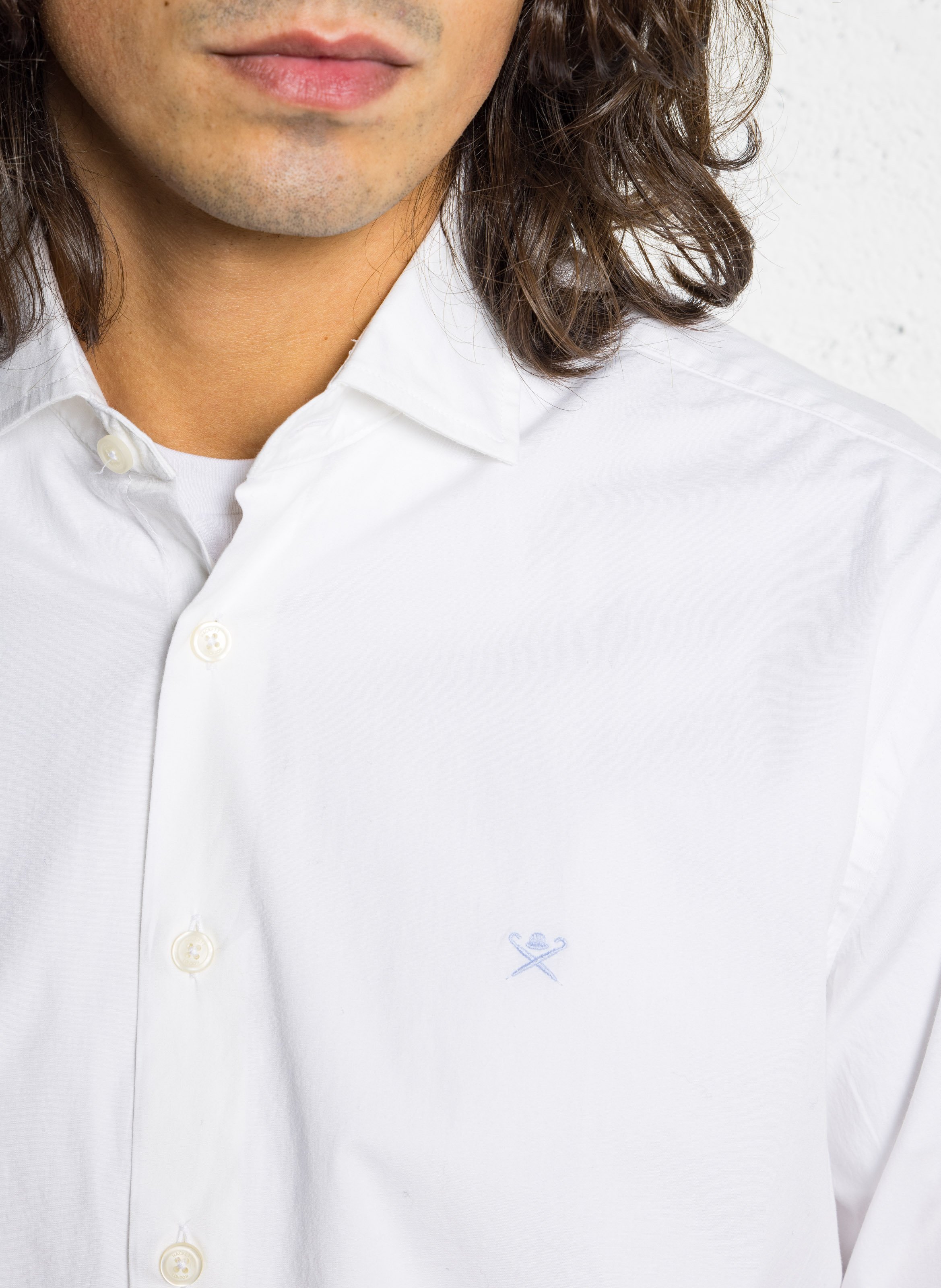 Cotton and linen shirt with classic collar HACKETT White