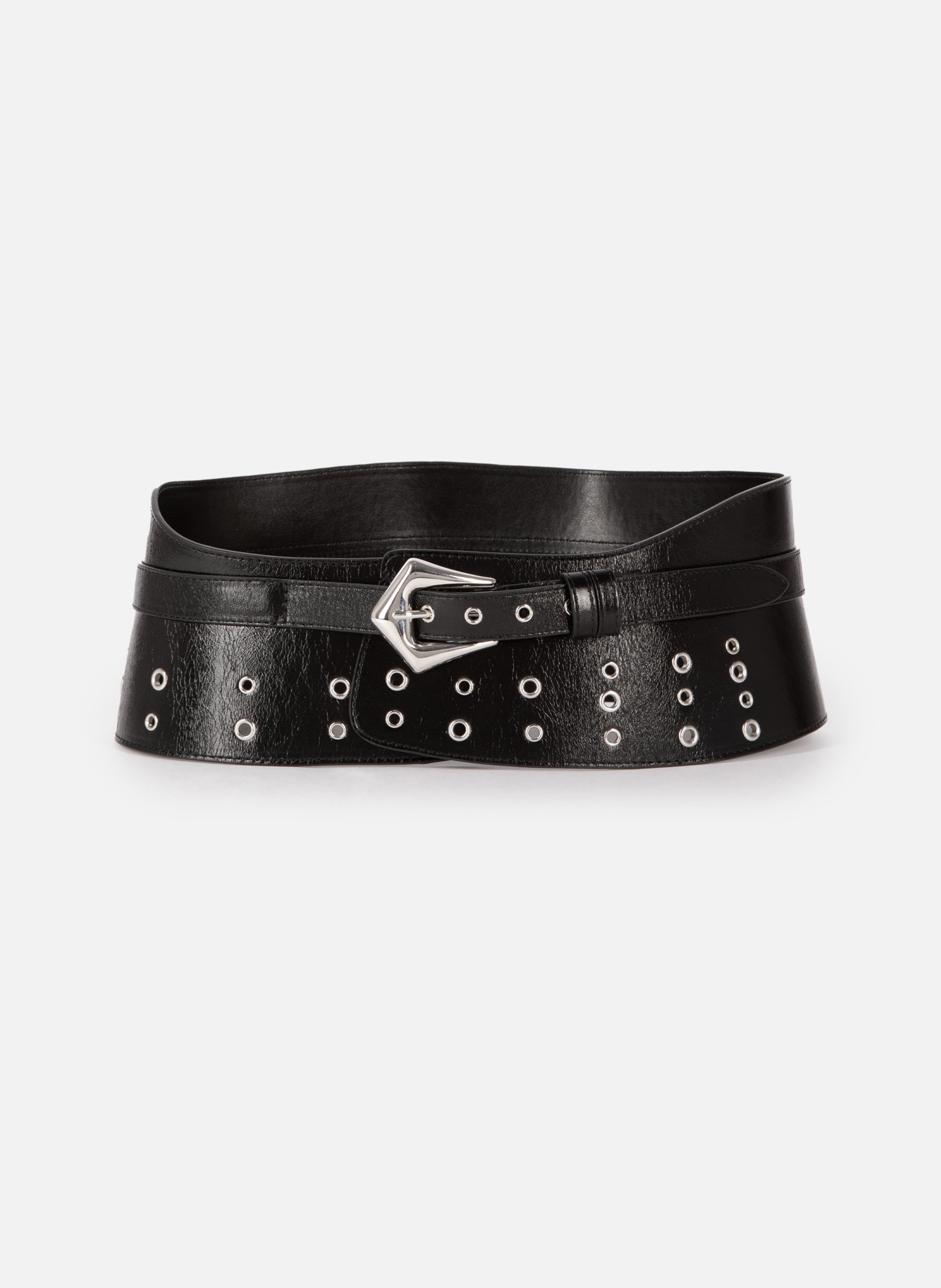 Corset leather belt with eyelets THE KOOPLES Black