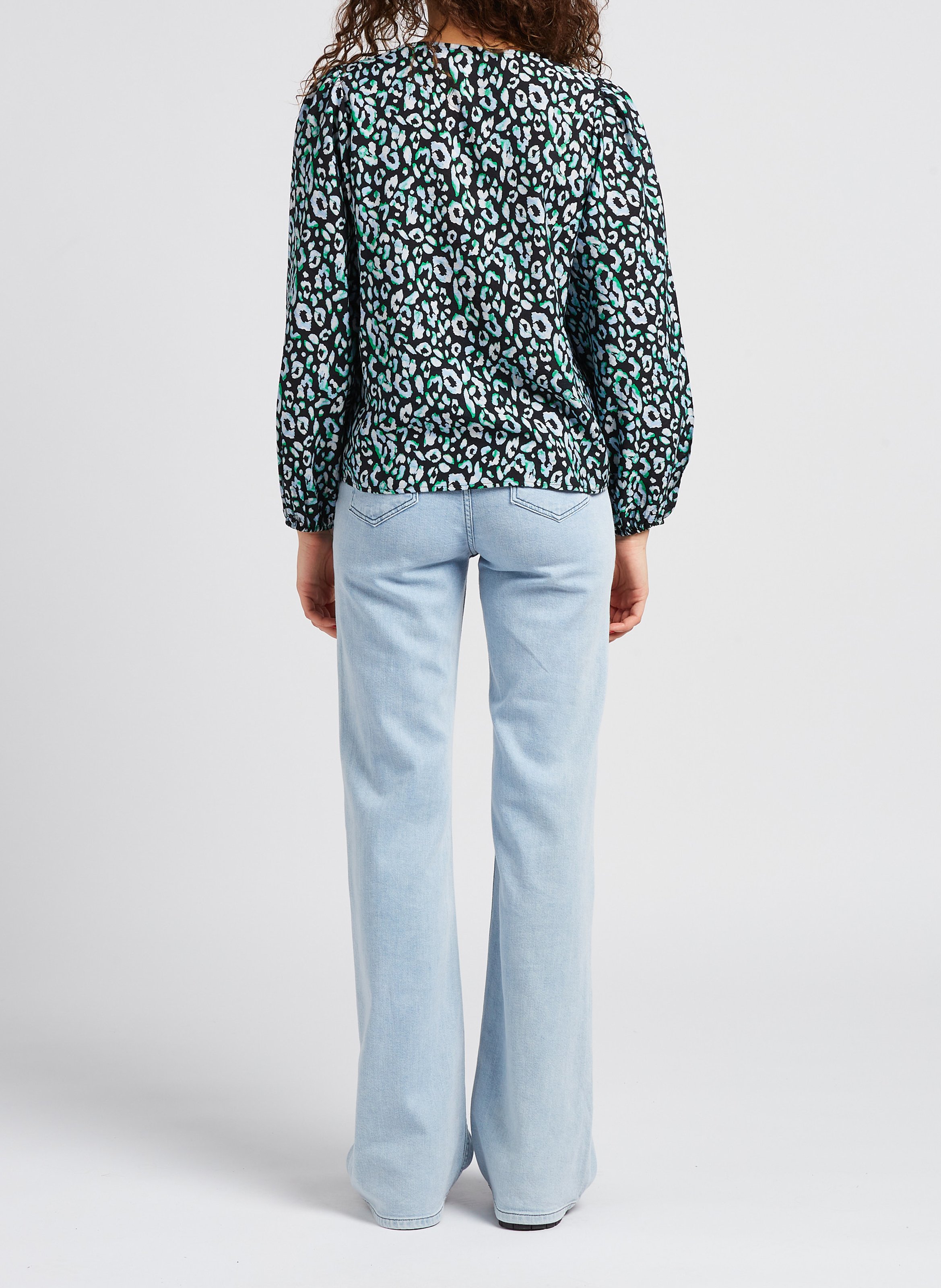 Top col V imprimé OBJECT Noir