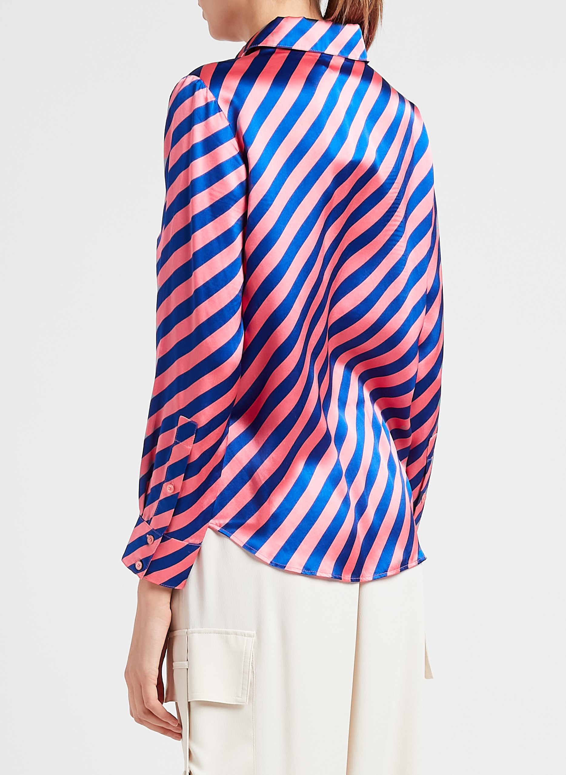 Gestreifte Seidenbluse mit klassischem Kragen MAX&Co. Rosa