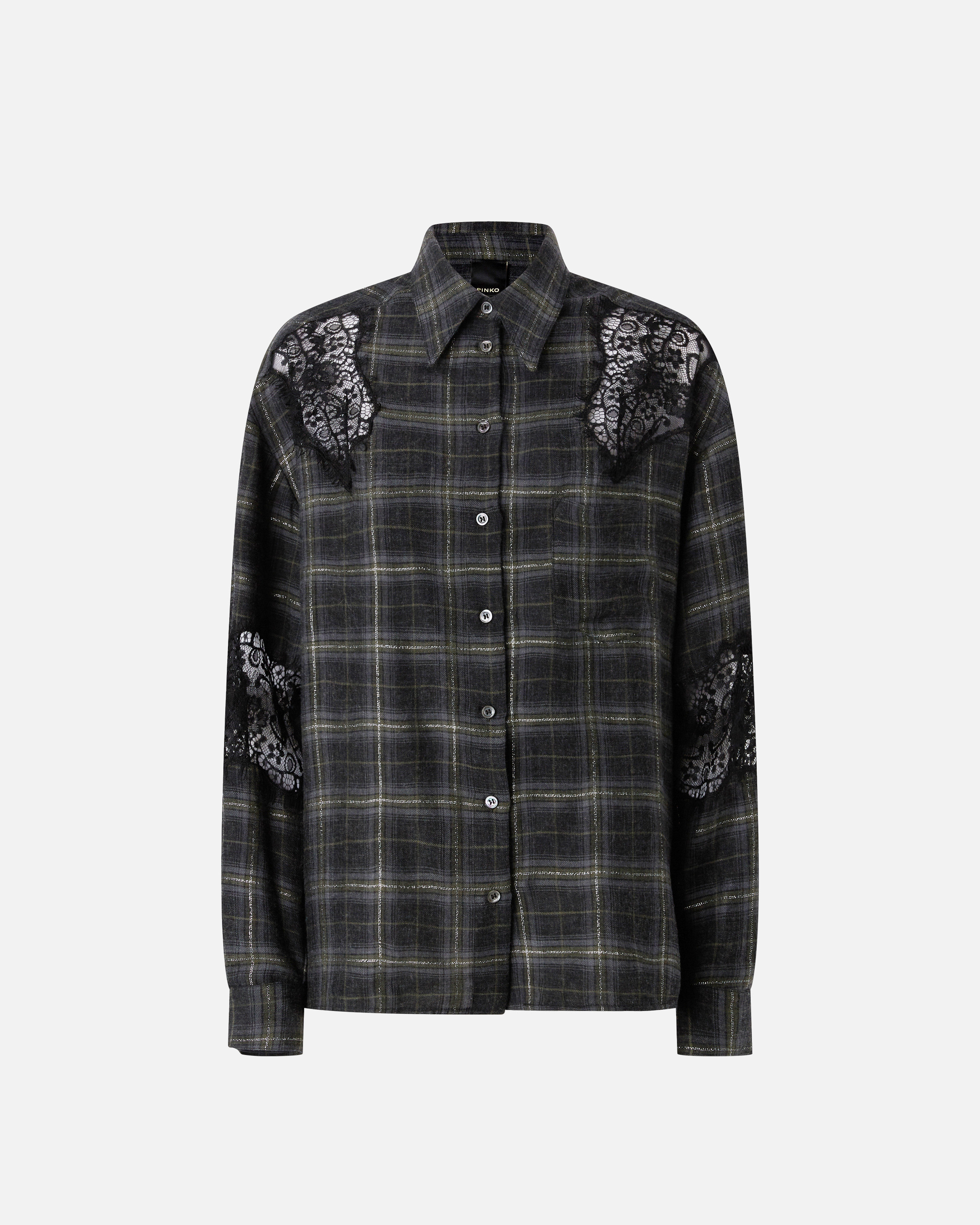 Checked shirt with lace PINKO Multicolored