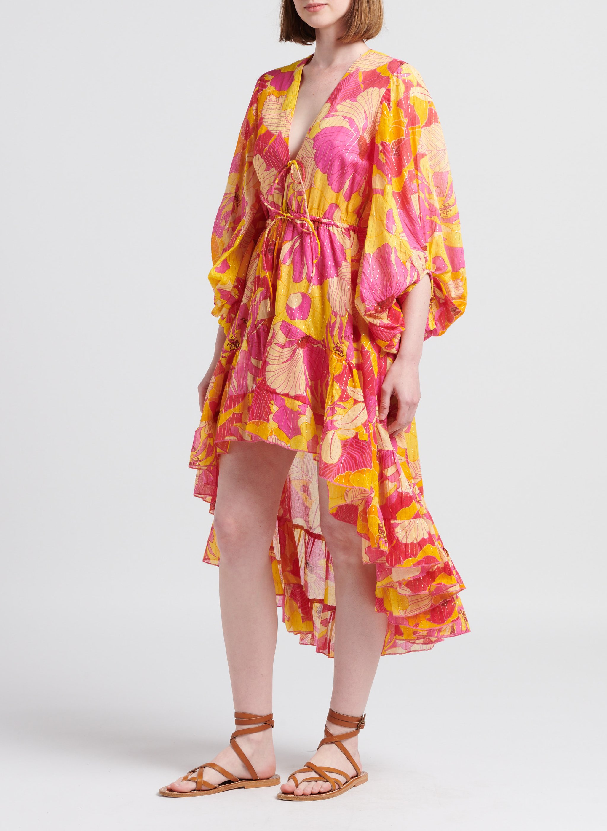 Robe asymétrique col V à imprimé SUNDRESS Multicolore