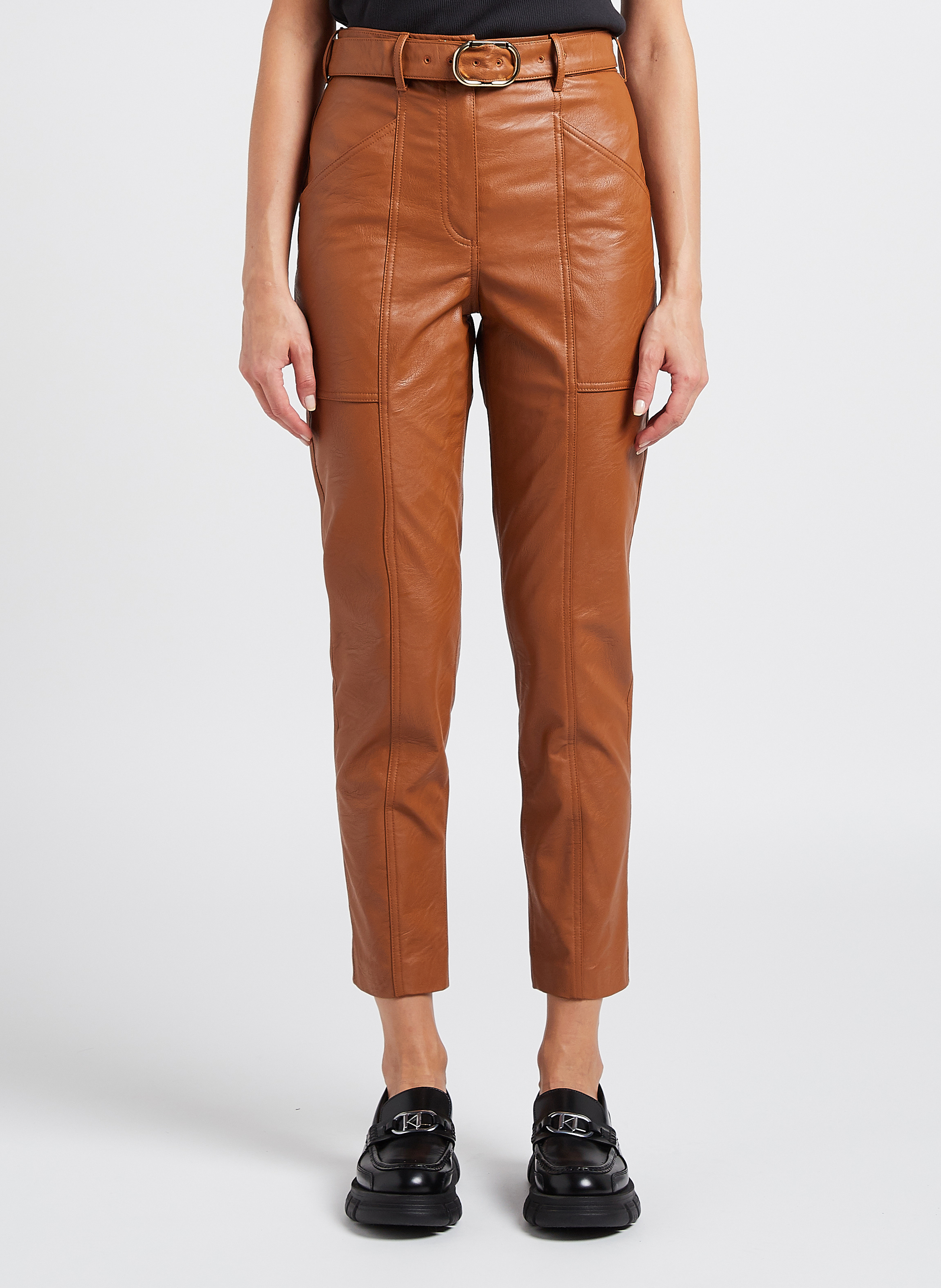 Slim-fit high-waisted trousers TWINSET Brown