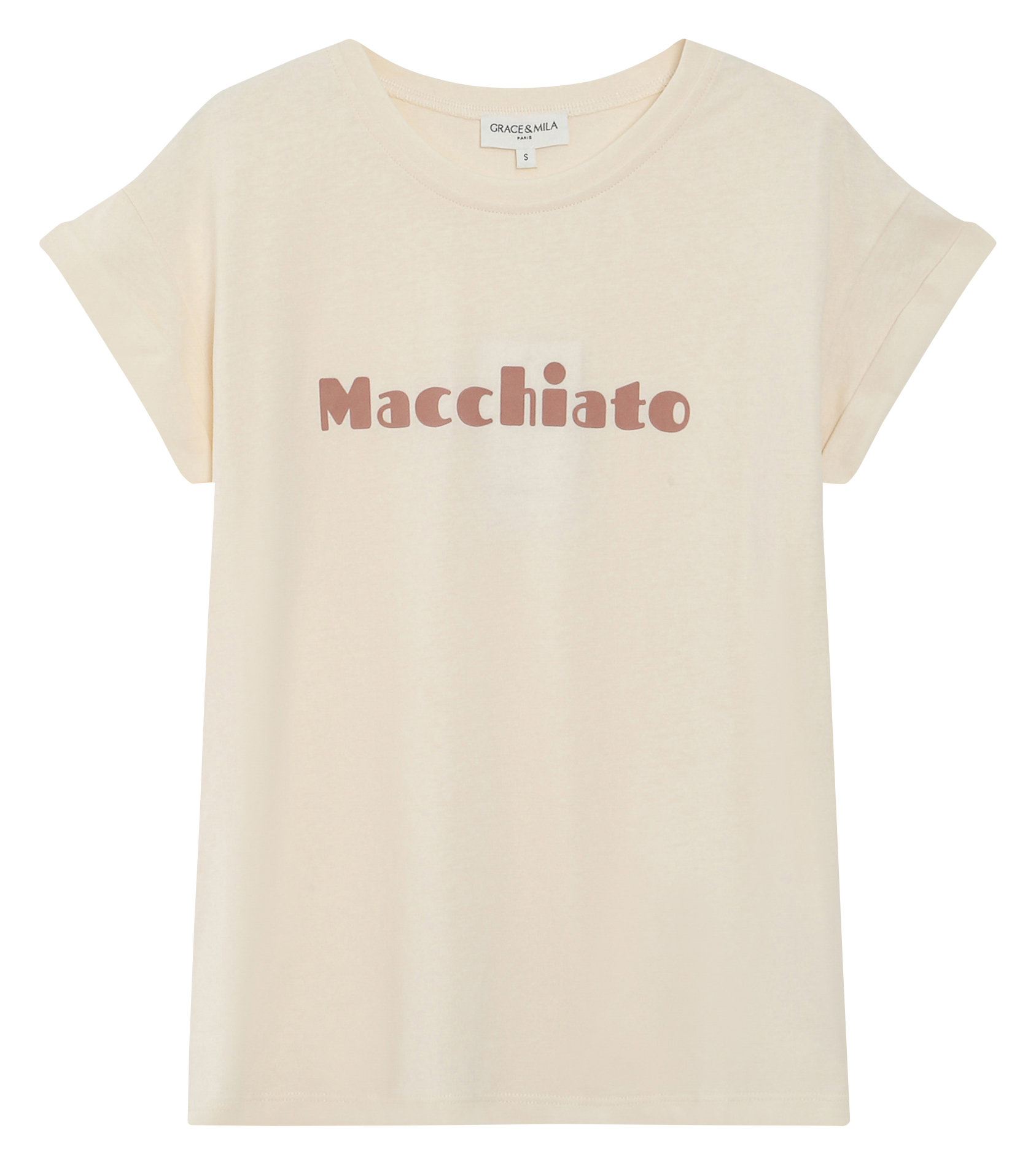 Tee-shirt col rond en coton  GRACE ET MILA Marron