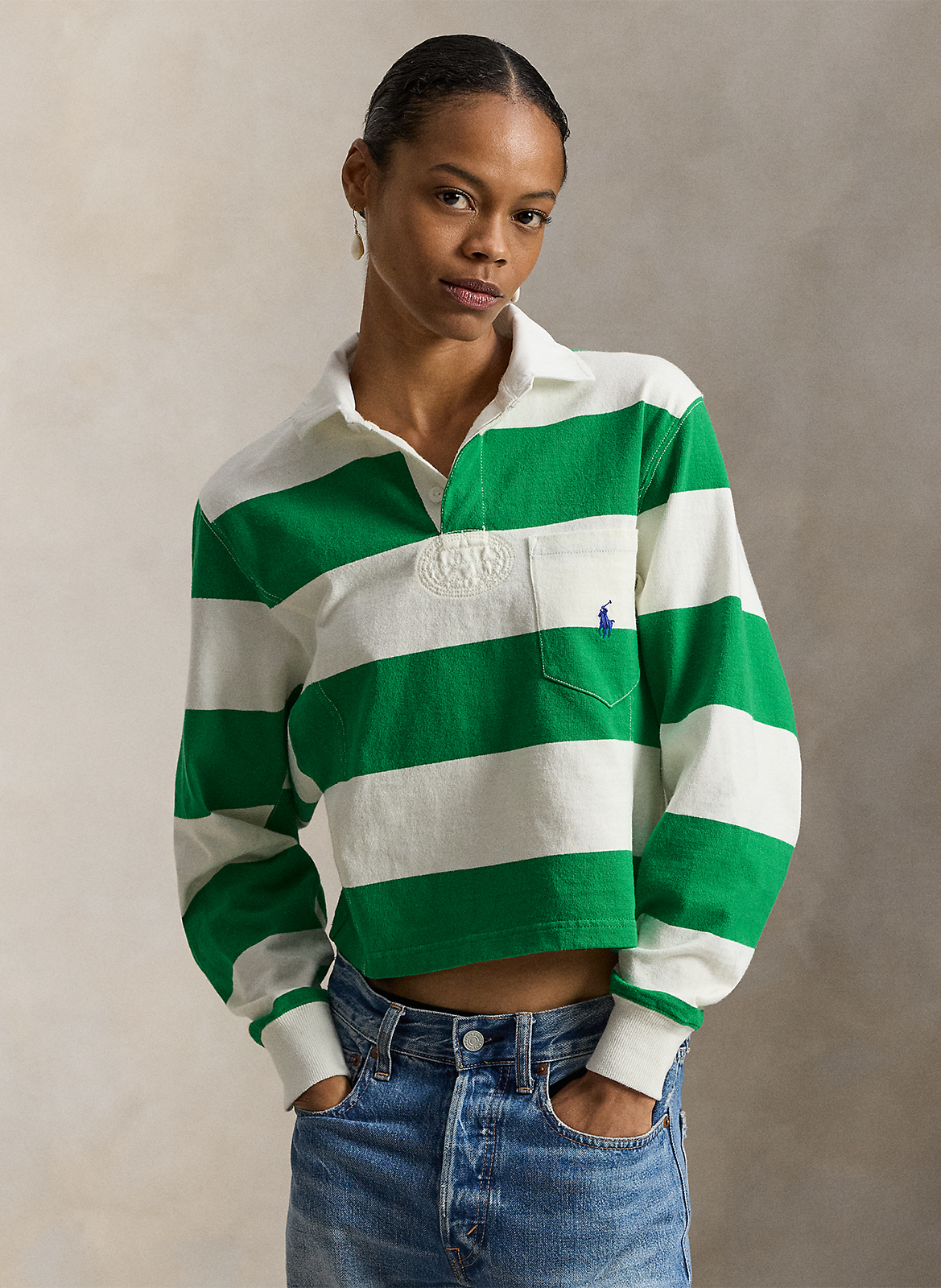 Relaxed-fit striped cotton polo POLO RALPH LAUREN Green