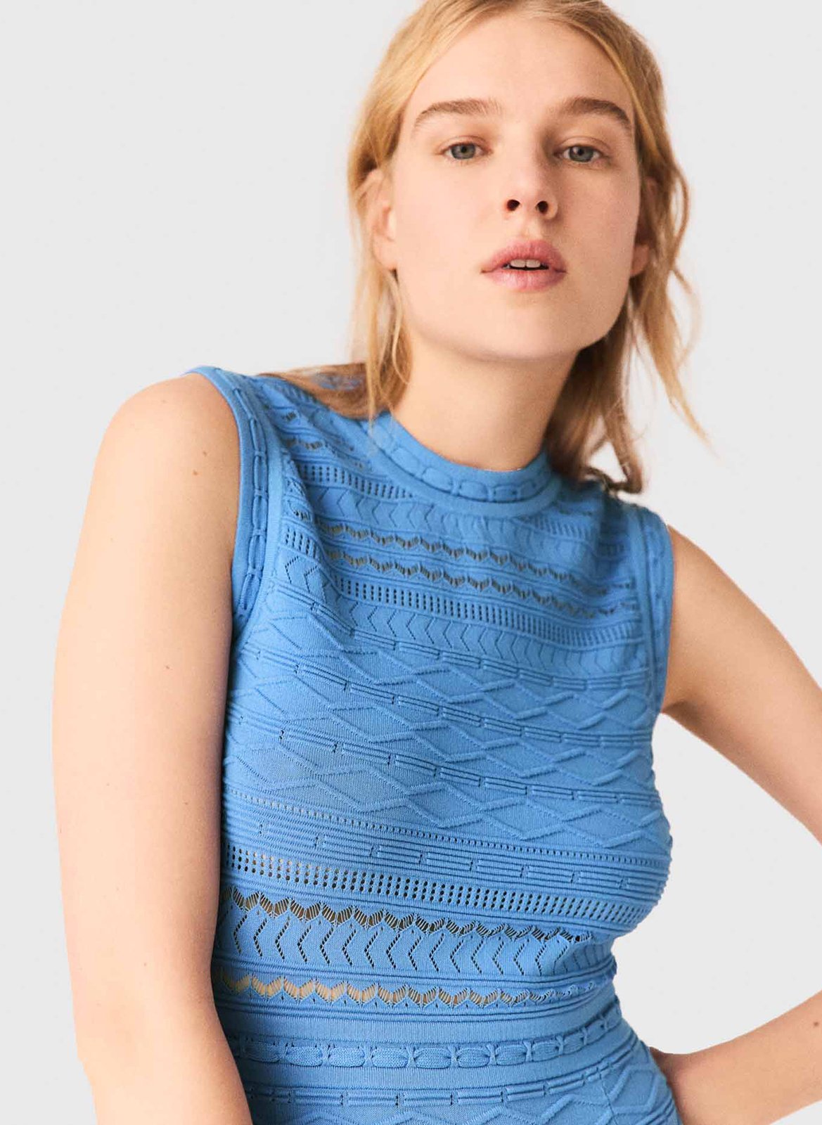 Flared knitted dress MAJE Blue