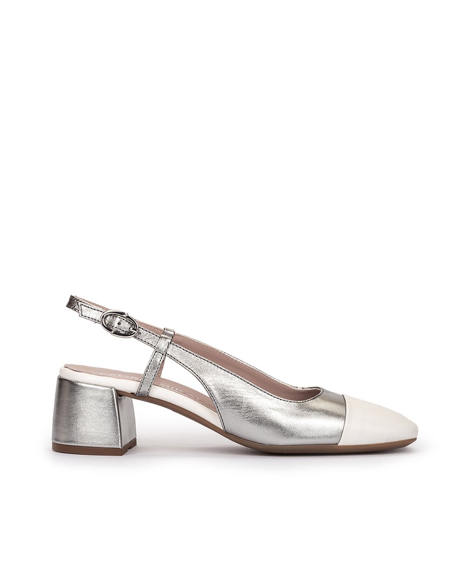 <p>High-heeled shoes in metallic steel-colored leather.</p> PEDRO MIRALLES Golden