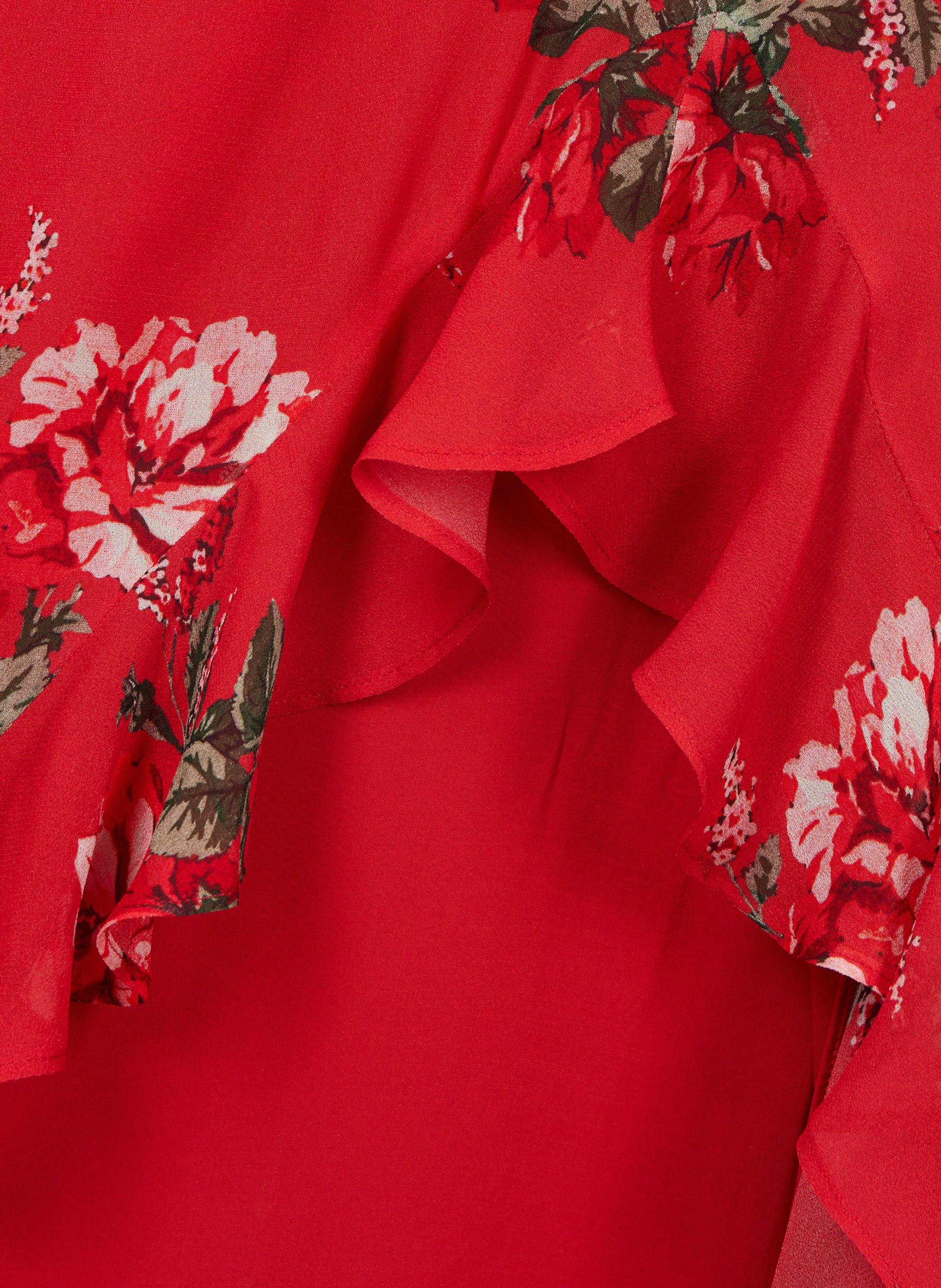 Long dress with ruffled floral print THE KOOPLES Red