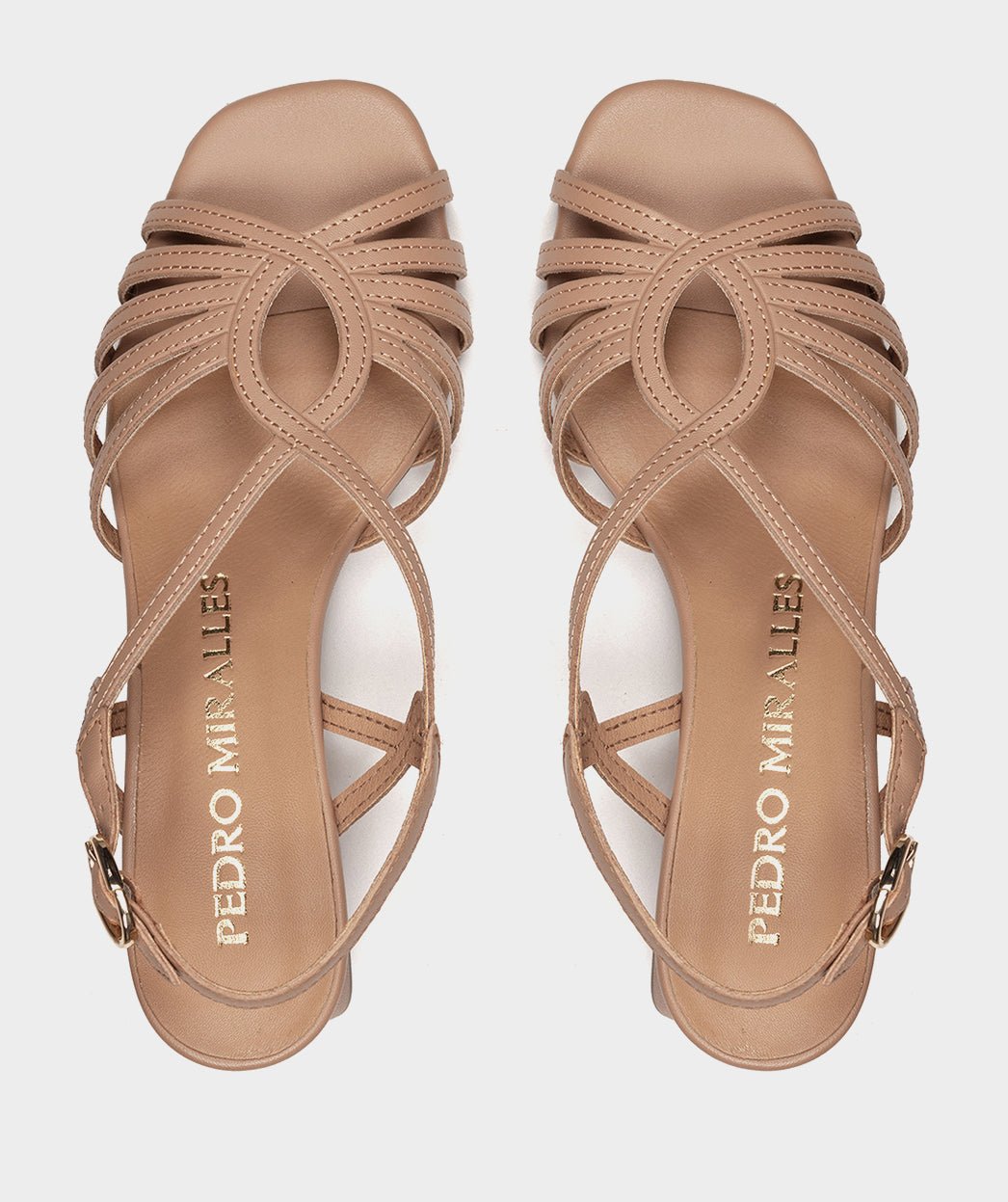 Brown metallic leather high heel sandals. PEDRO MIRALLES Brown