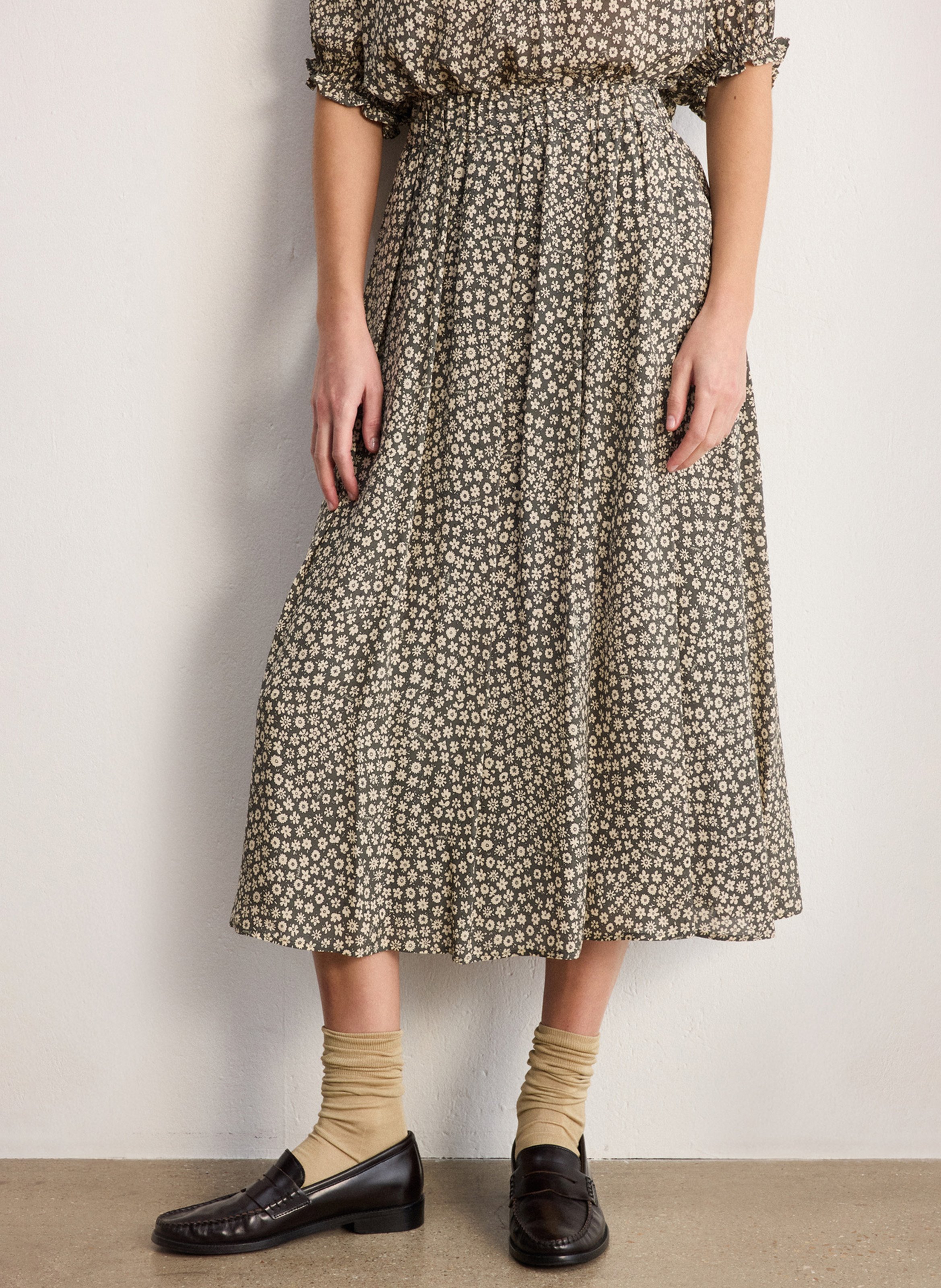 Long printed skirt PABLO Khaki