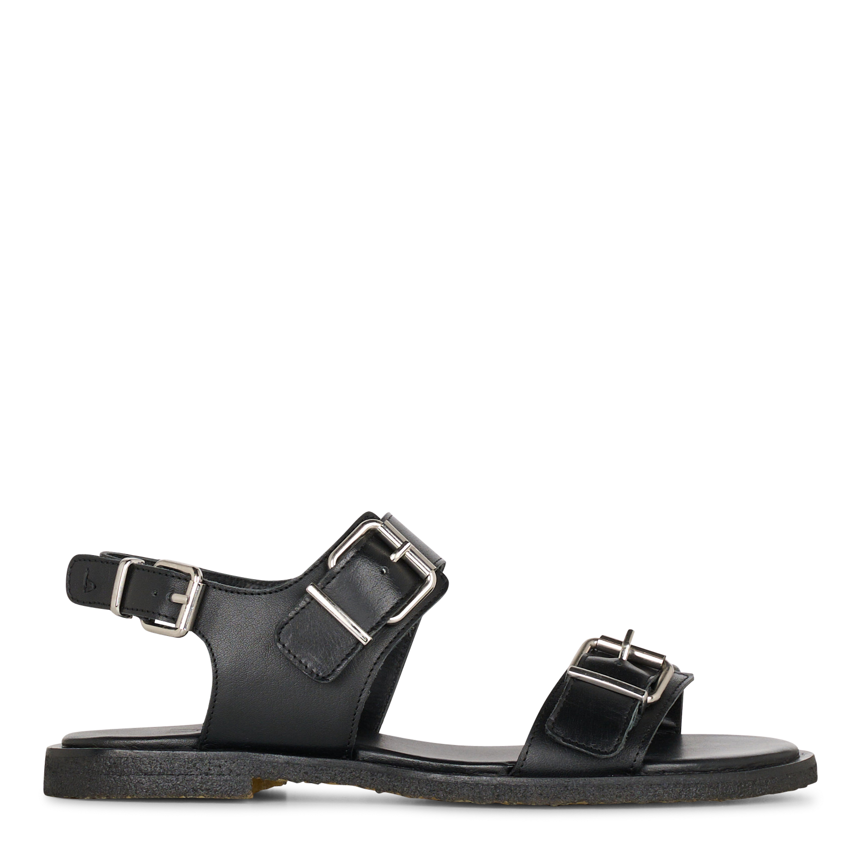 Avarca Berlin - Flache Ledersandalen mit Samt BILLI BI Schwarz