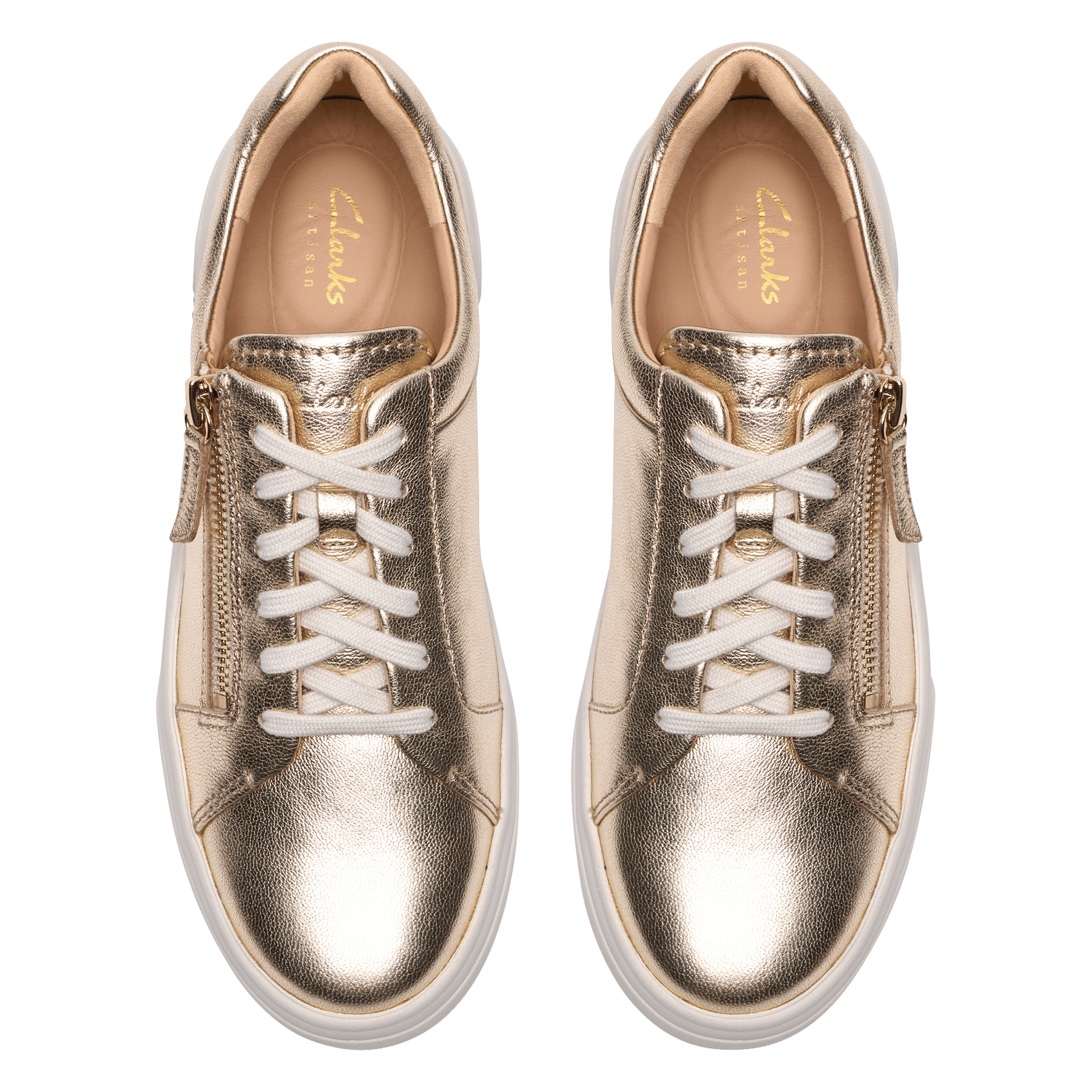 Low metallic leather trainers CLARKS Golden