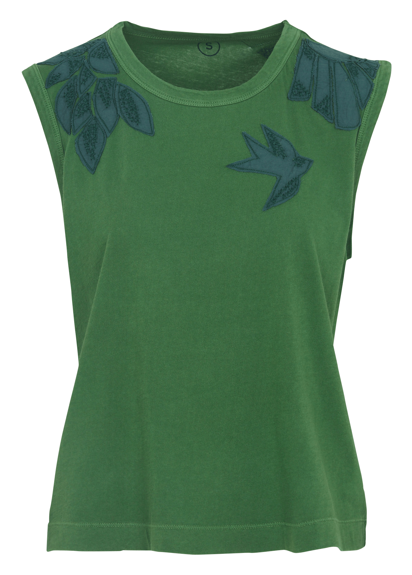 Sleeveless embroidered round neck T-shirt LEON & HARPER Green
