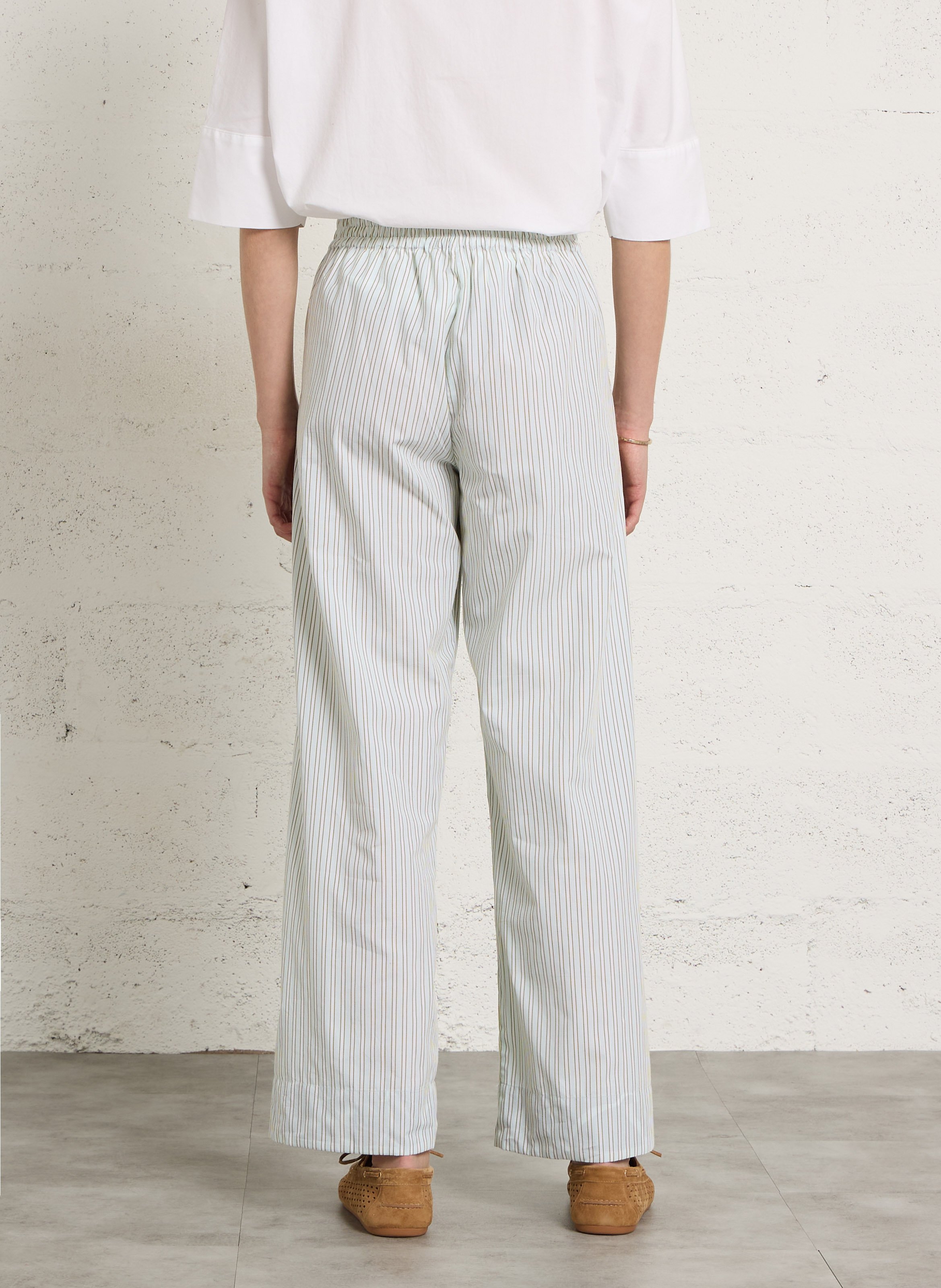 Rechte broek van gestreept katoen BELLA JONES Groen