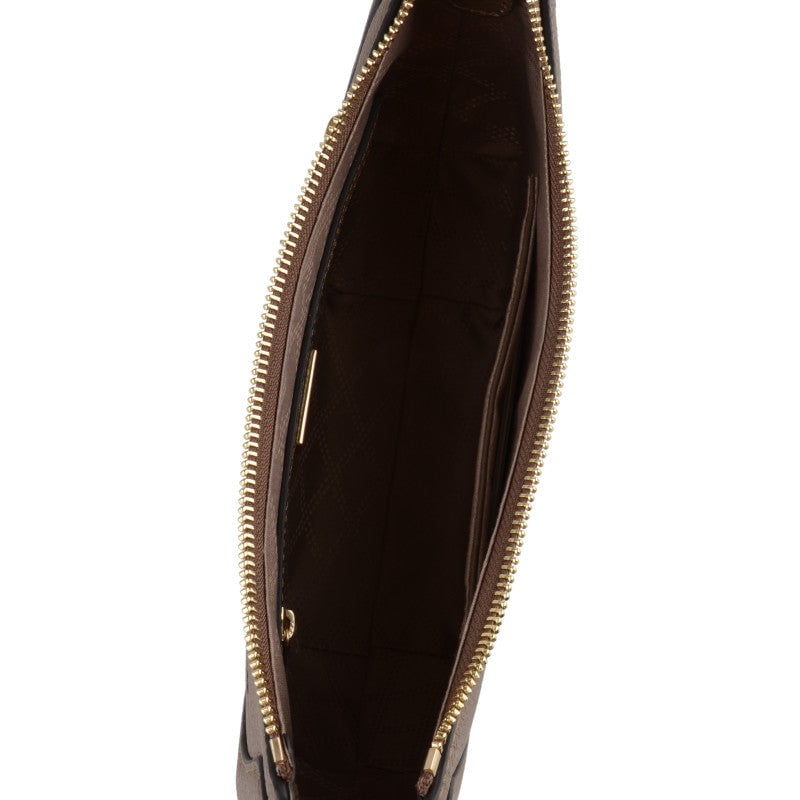 Calfskin leather shoulder bag Brown