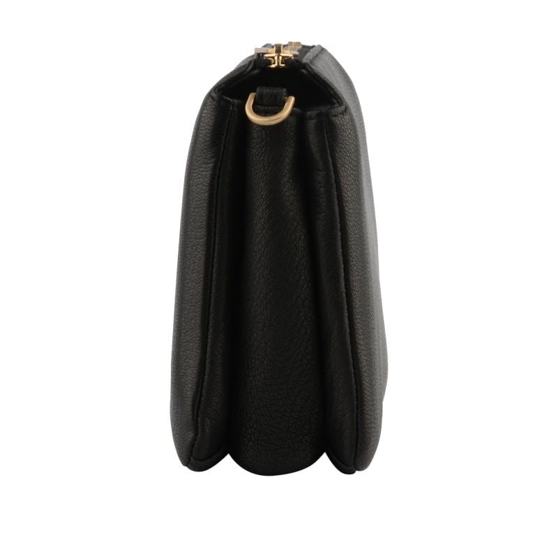 Goatskin leather shoulder bag Black