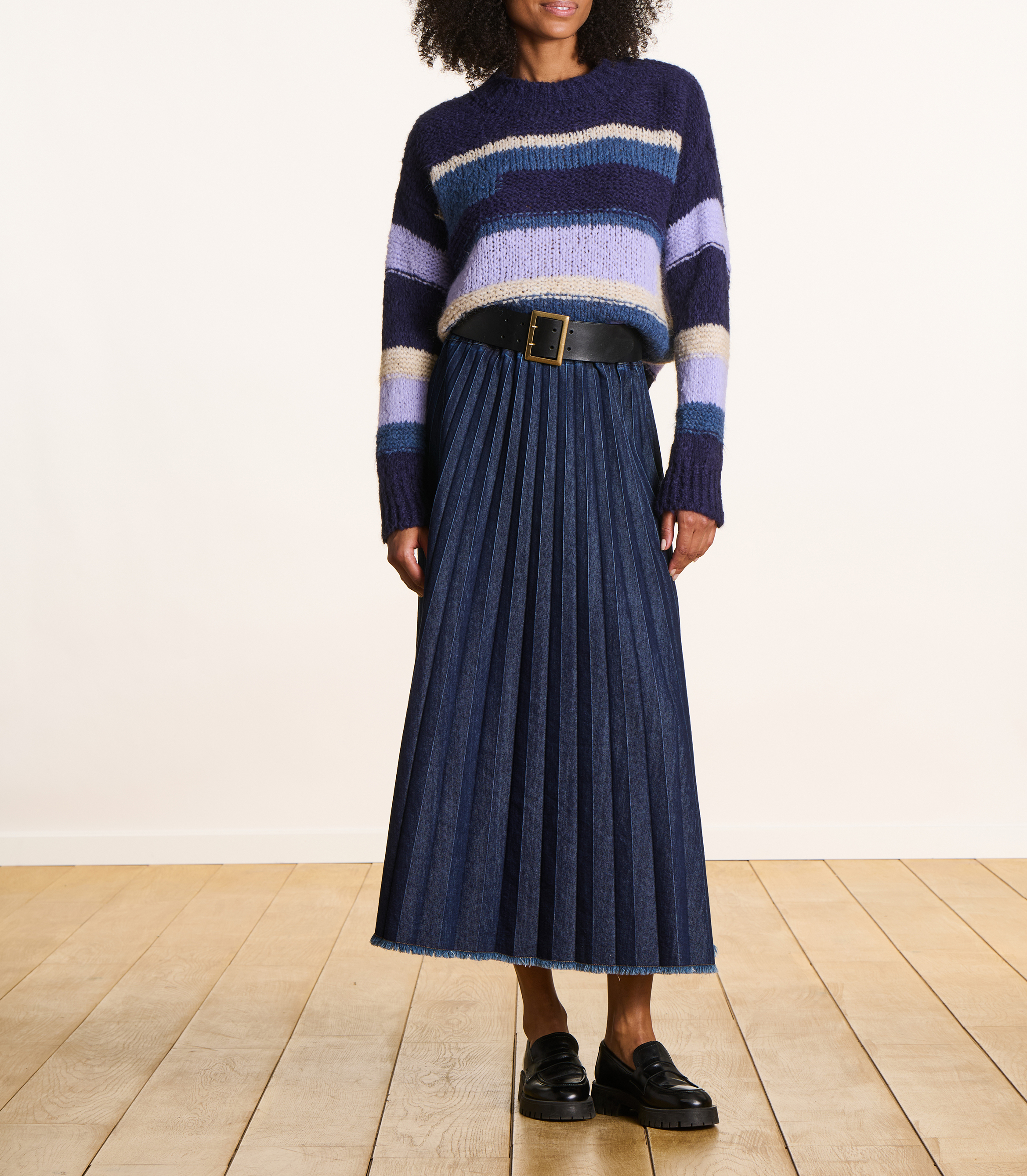 Ausgestellter Midirock aus Baumwoll-Mix LA FEE MARABOUTEE Blau