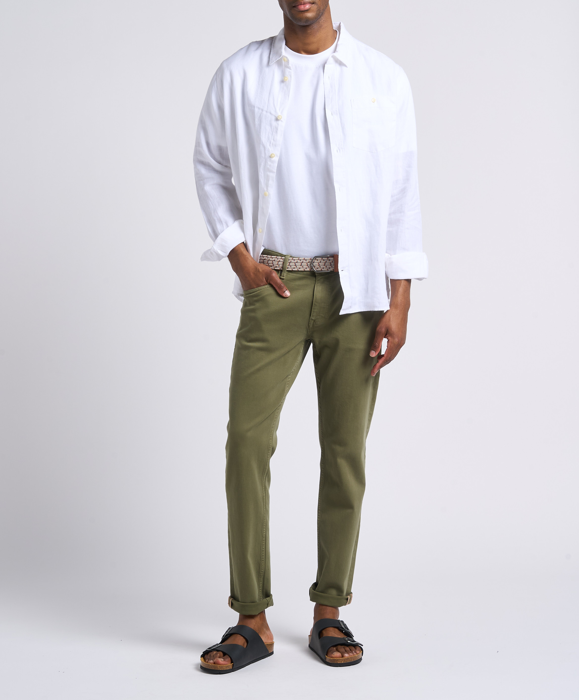 Regular-fit, linnen overhemd KNOWLEDGE COTTON APPAREL Wit