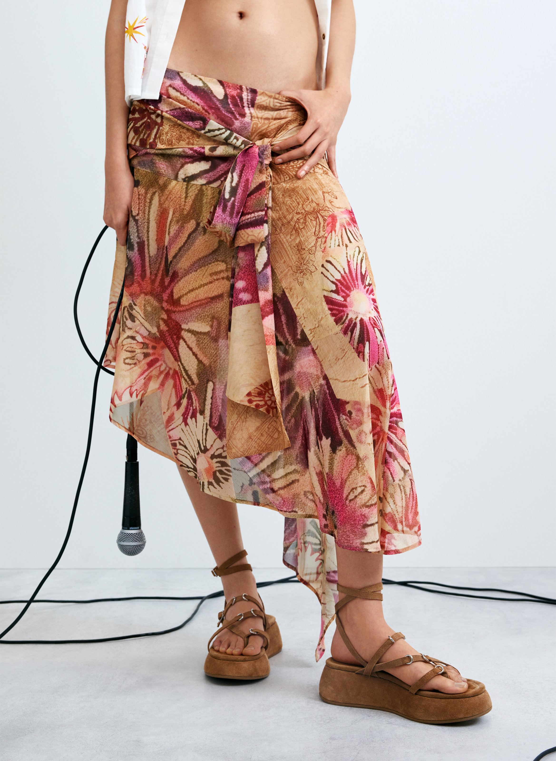 Robe midi asymétrique DESIGUAL Marron